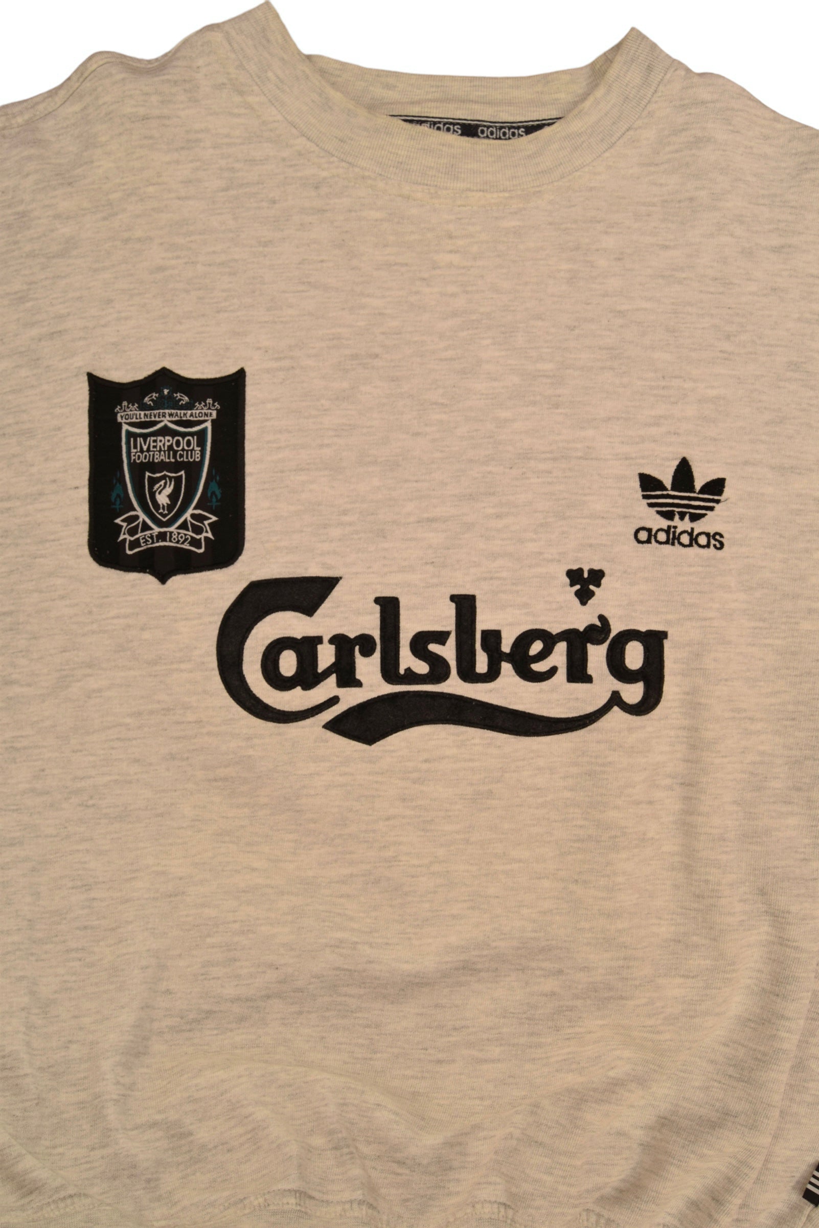Vintage Liverpool Adidas 1995 - 1996 Sweatshirt Crew Neck Carlsberg Grey Made in UK 40/42 Cotton