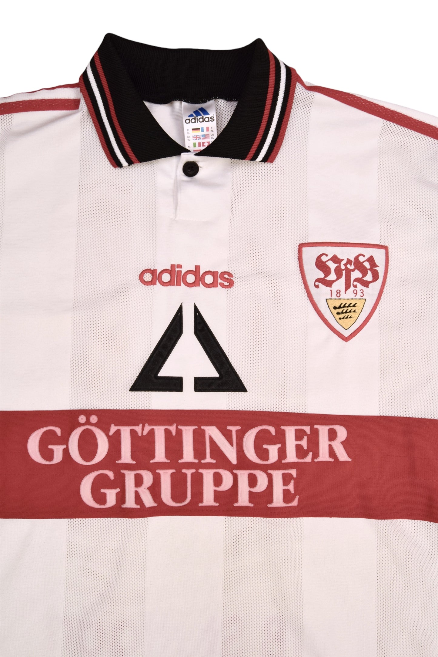 Vintage VFB Stuttgart Adidas Home Football Shirt 1996 - 1997 White Red Size XL