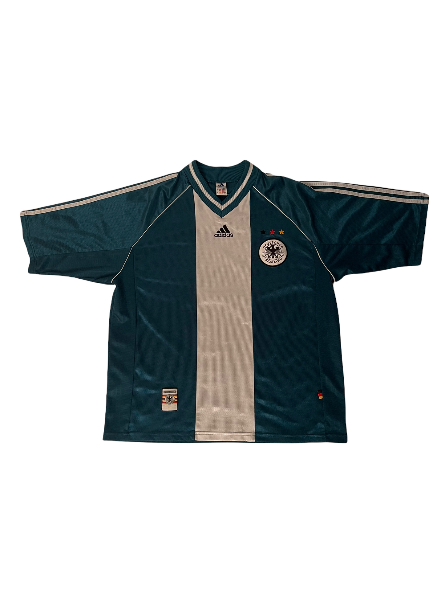 Vintage Germany Adidas 1998-1999 Away Football Shirt Green White Size XL Made in England