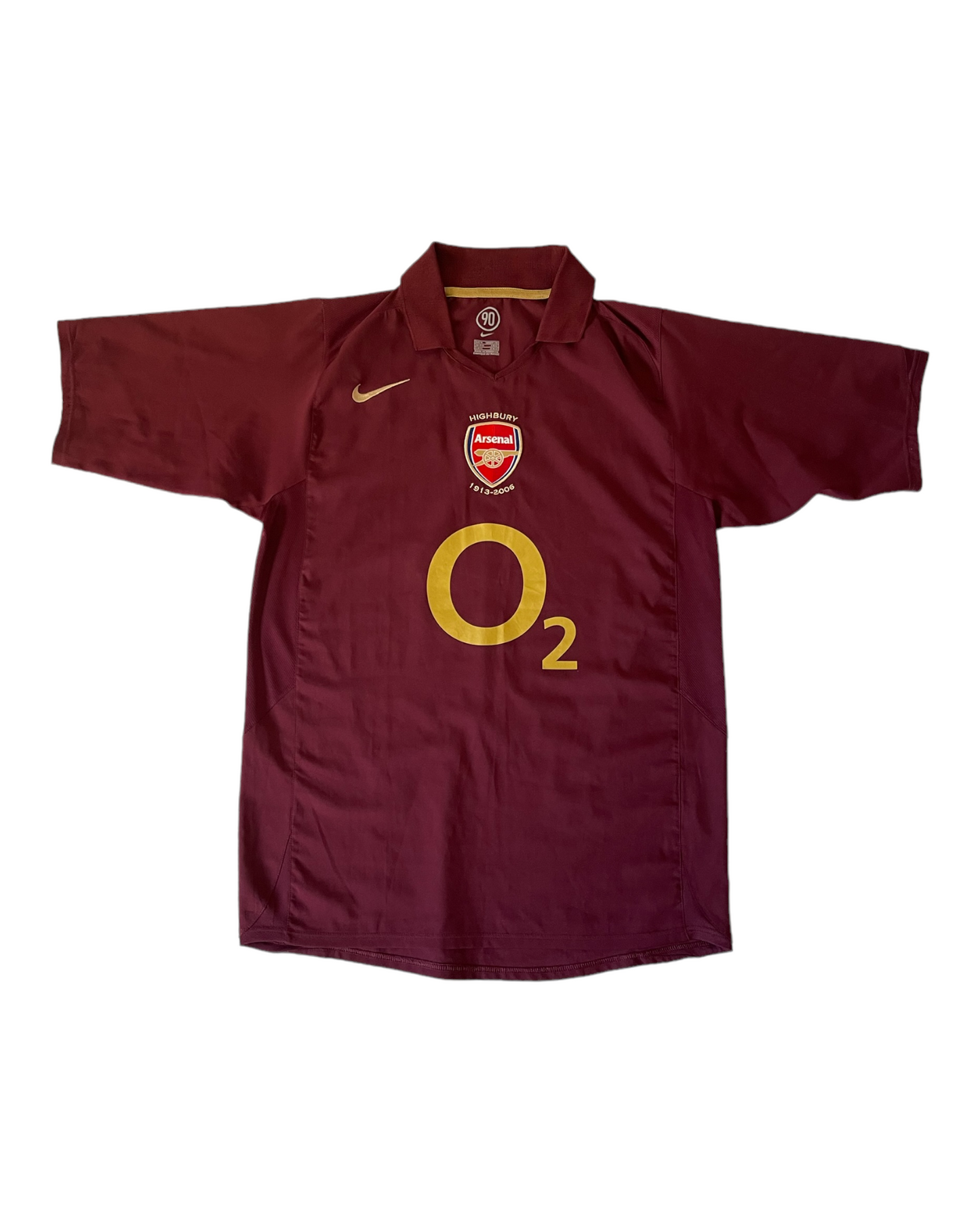 Arsenal Nike 2005 - 2006 Home Football Shirt Size M O2 Commemorative Highbury 1913 - 2006 Redcurrant