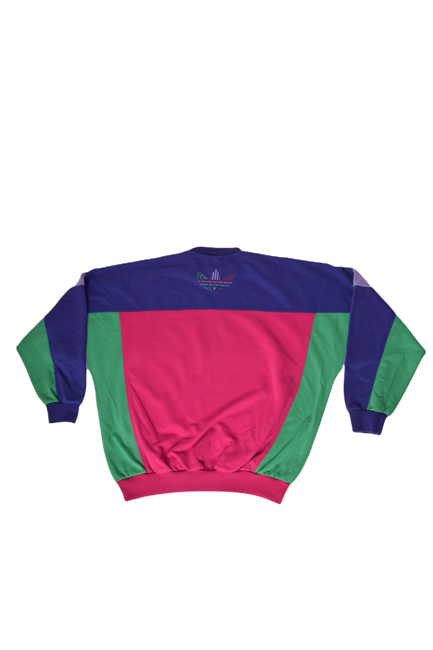 90's Adidas Sweatshirt Crew Neck Pink Green Blue Purple Size XL