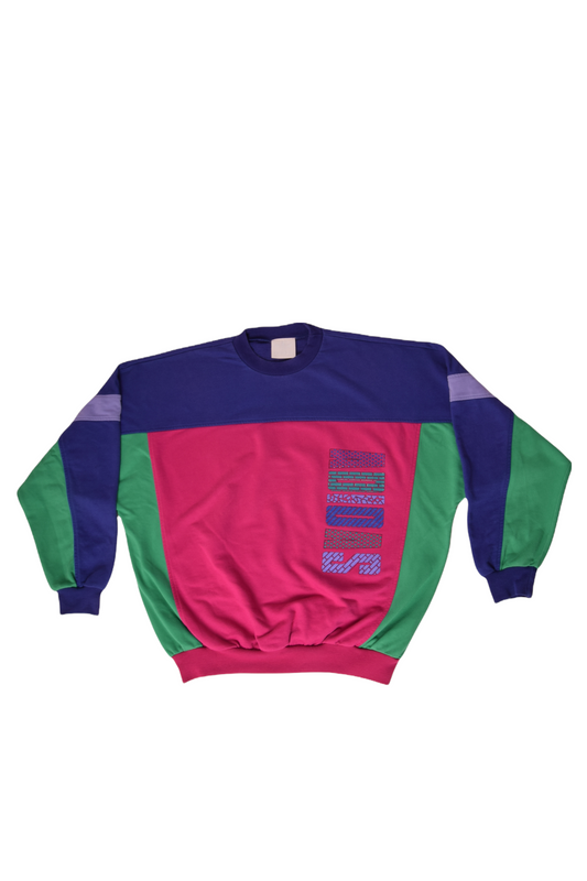 90's Adidas Sweatshirt Crew Neck Pink Green Blue Purple Size XL