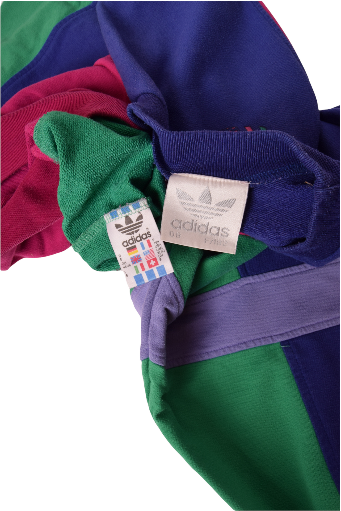 90's Adidas Sweatshirt Crew Neck Pink Green Blue Purple Size XL