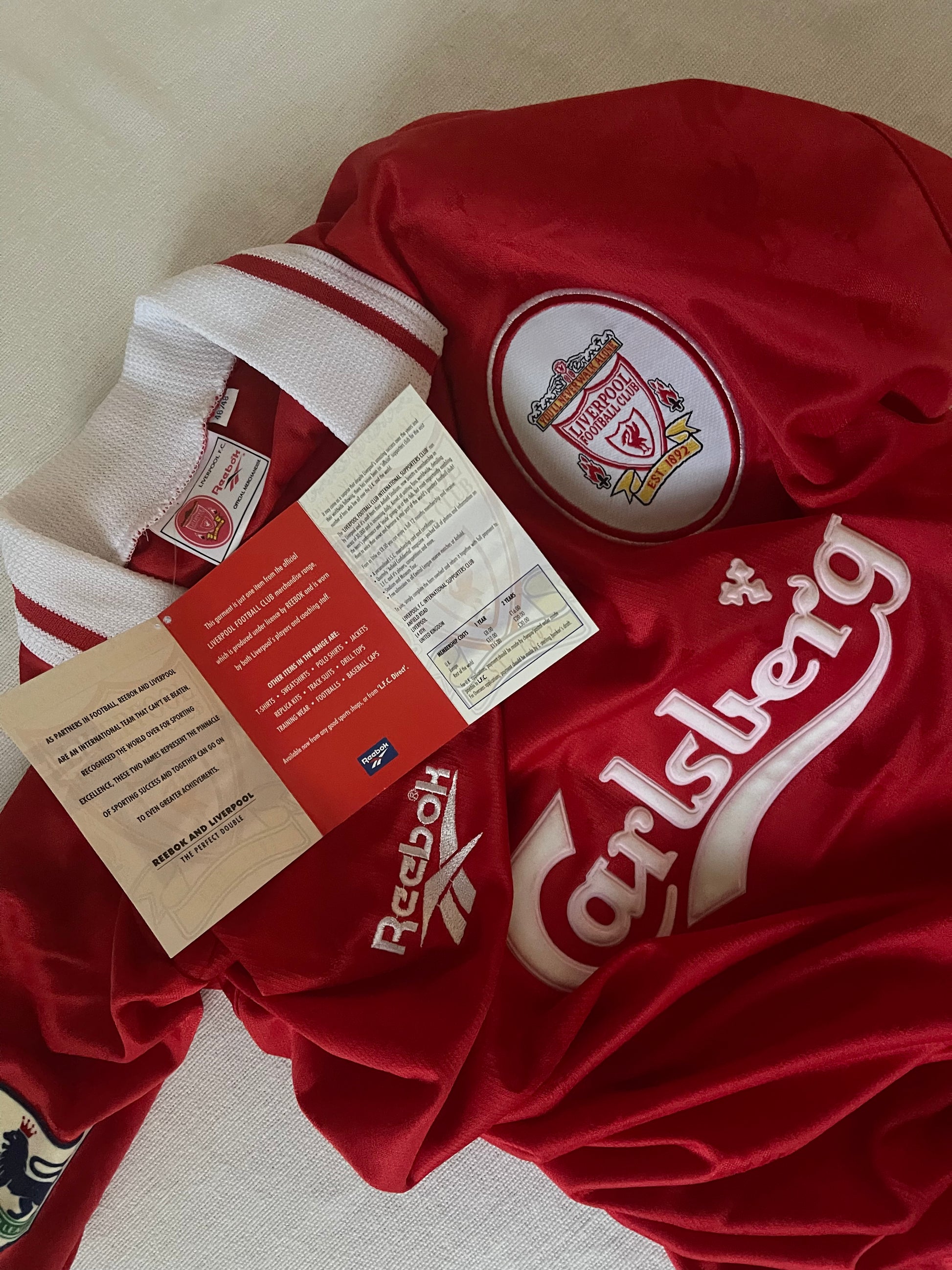 Vintage Liverpool Steve McManaman #7 Reebok 1996 1997 1998 Home Football Shirt Red Carlsberg Size 46''/48'' XXL Made in UK BNWT NEW