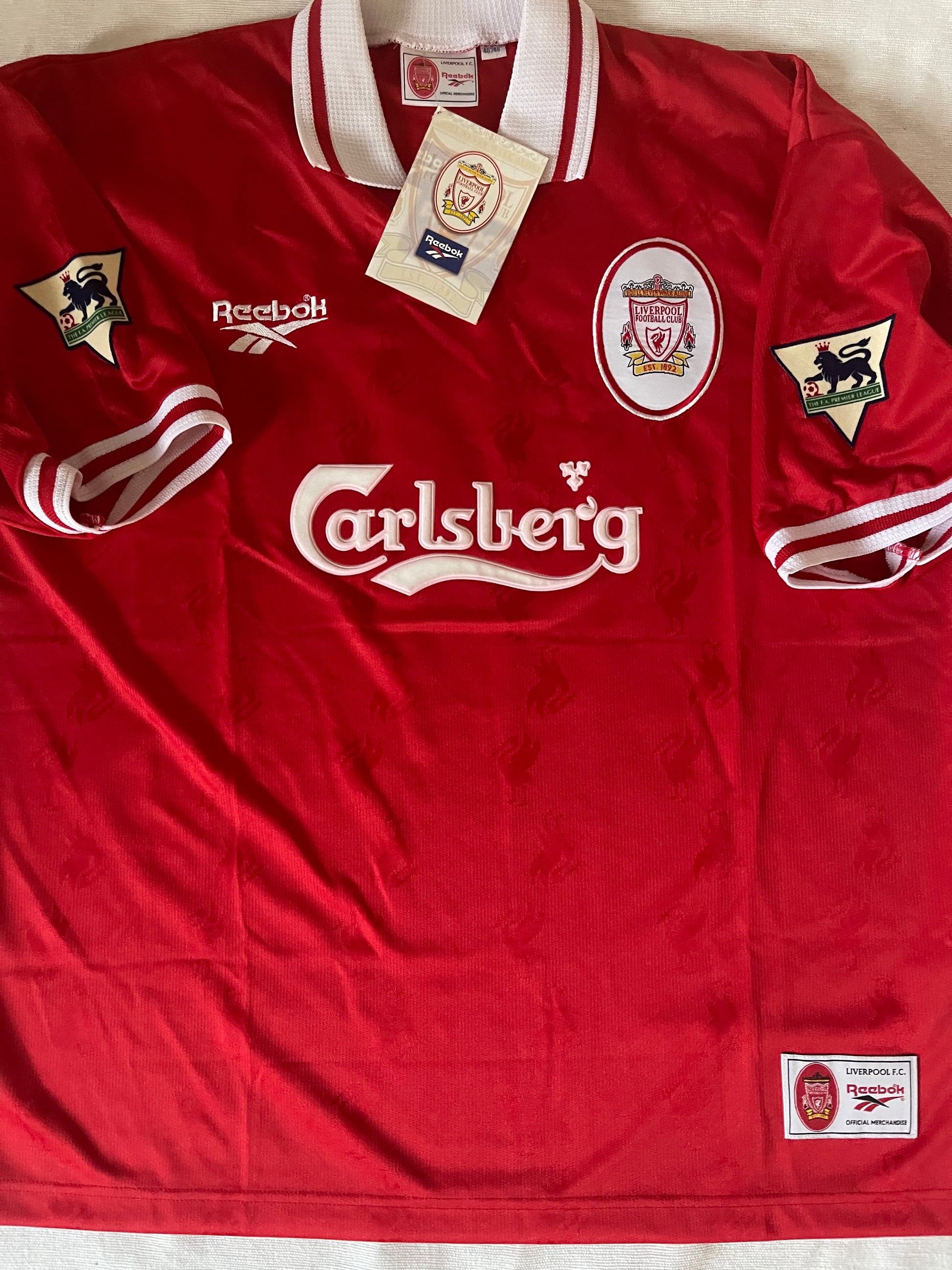 Vintage Liverpool Steve McManaman #7 Reebok 1996 1997 1998 Home Football Shirt Red Carlsberg Size 46''/48'' XXL Made in UK BNWT NEW
