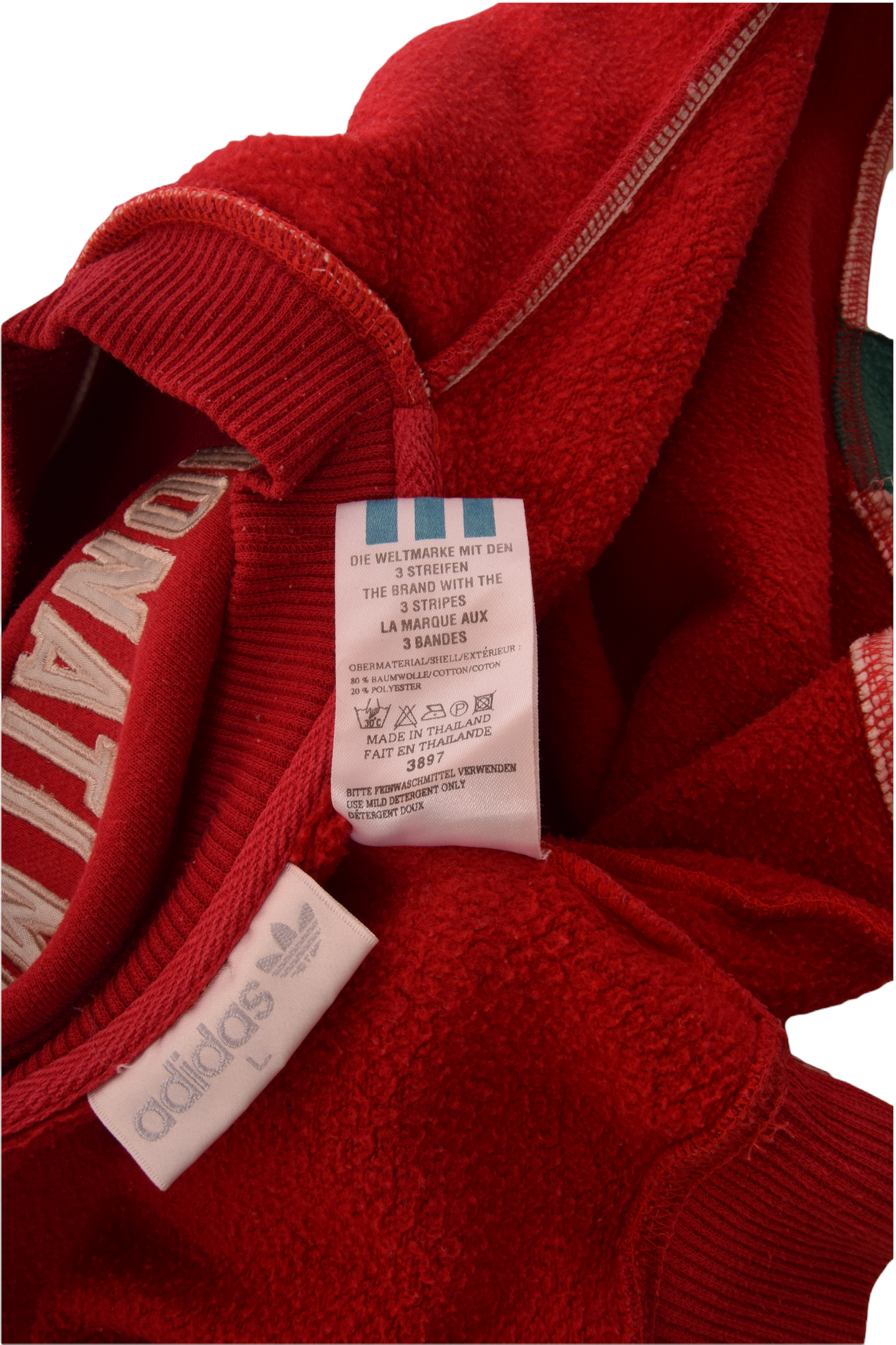 Vintage 80's - 90's Adidas Embroidered Sweatshirt Crew Neck Italia Campionato Mondiale Di Calcio 27 Magio 10 Giugno 1934 Heavy Cotton Red Size L-XL