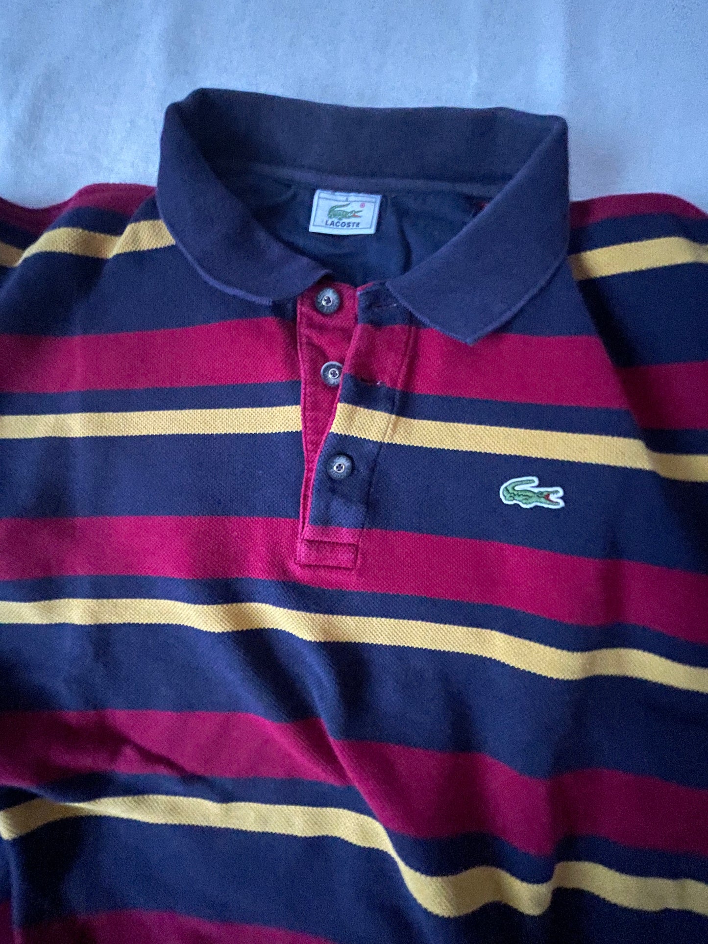 Vintage 90's Lacoste Pique Sweatshirt With Stripes 100% Cotton Size L-XL