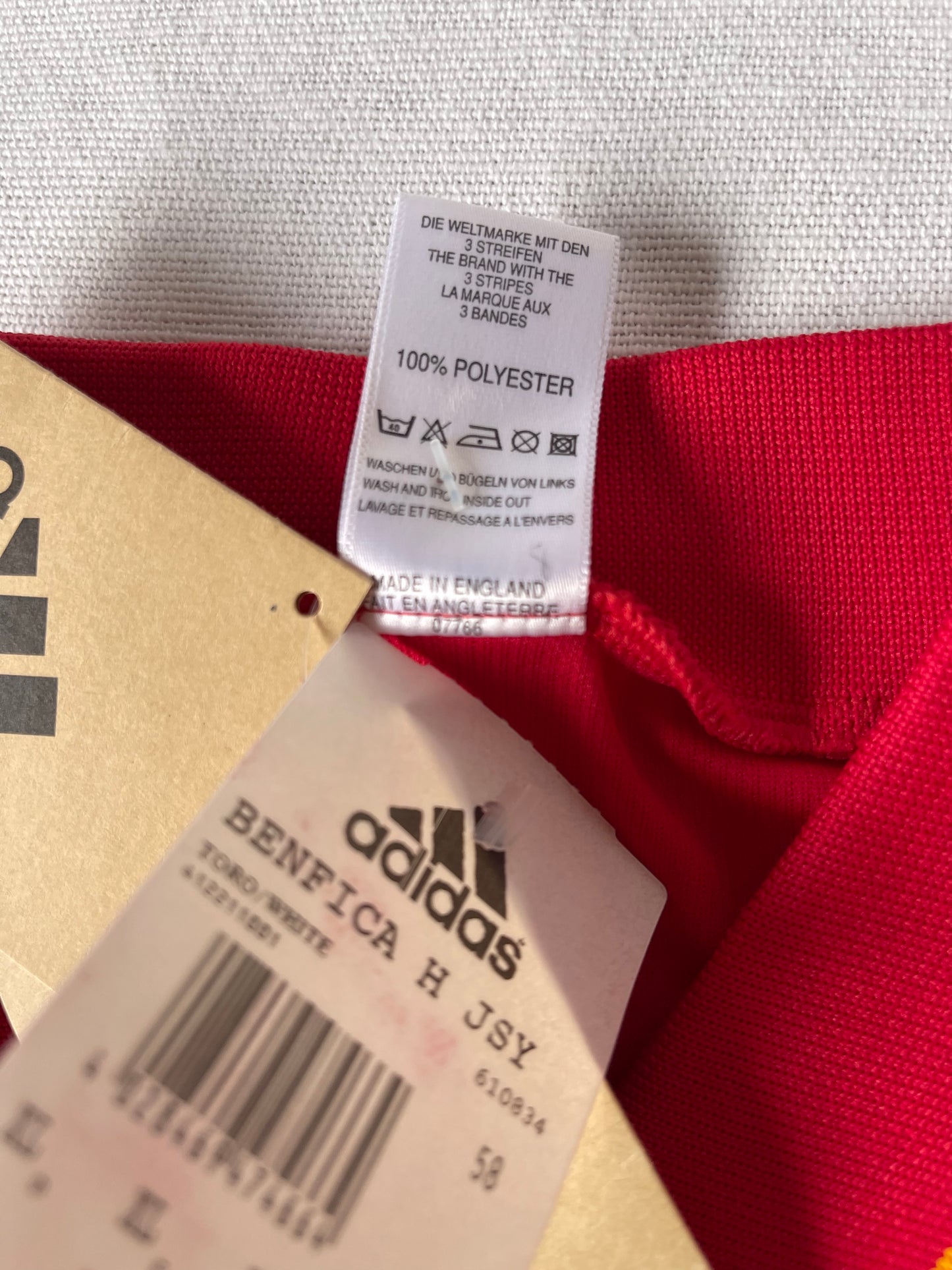 Vintage Benfica Lisbon Lisboa Adidas 1998 - 1999 Home Football Shirt Red Size XL Telecel Made in England Red BNWT New