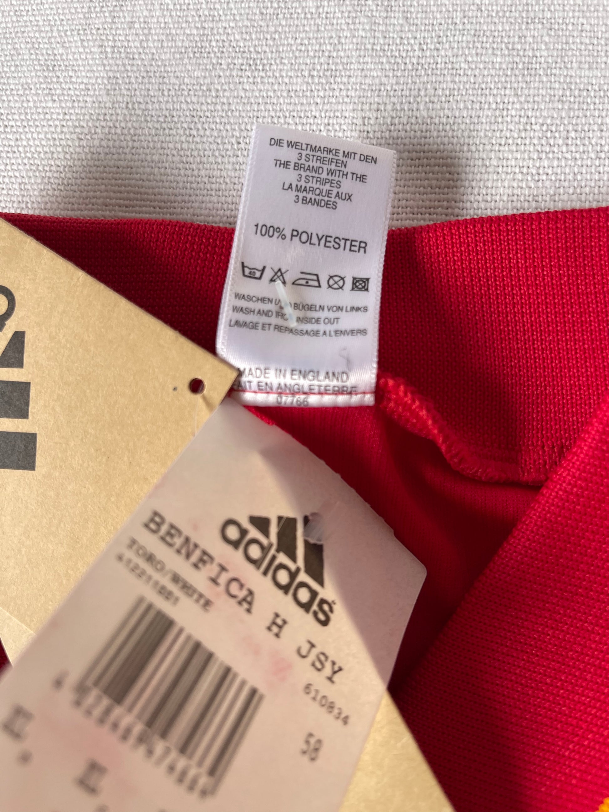 Vintage Benfica Lisbon Lisboa Adidas 1998 - 1999 Home Football Shirt Red Size XL Telecel Made in England Red BNWT New