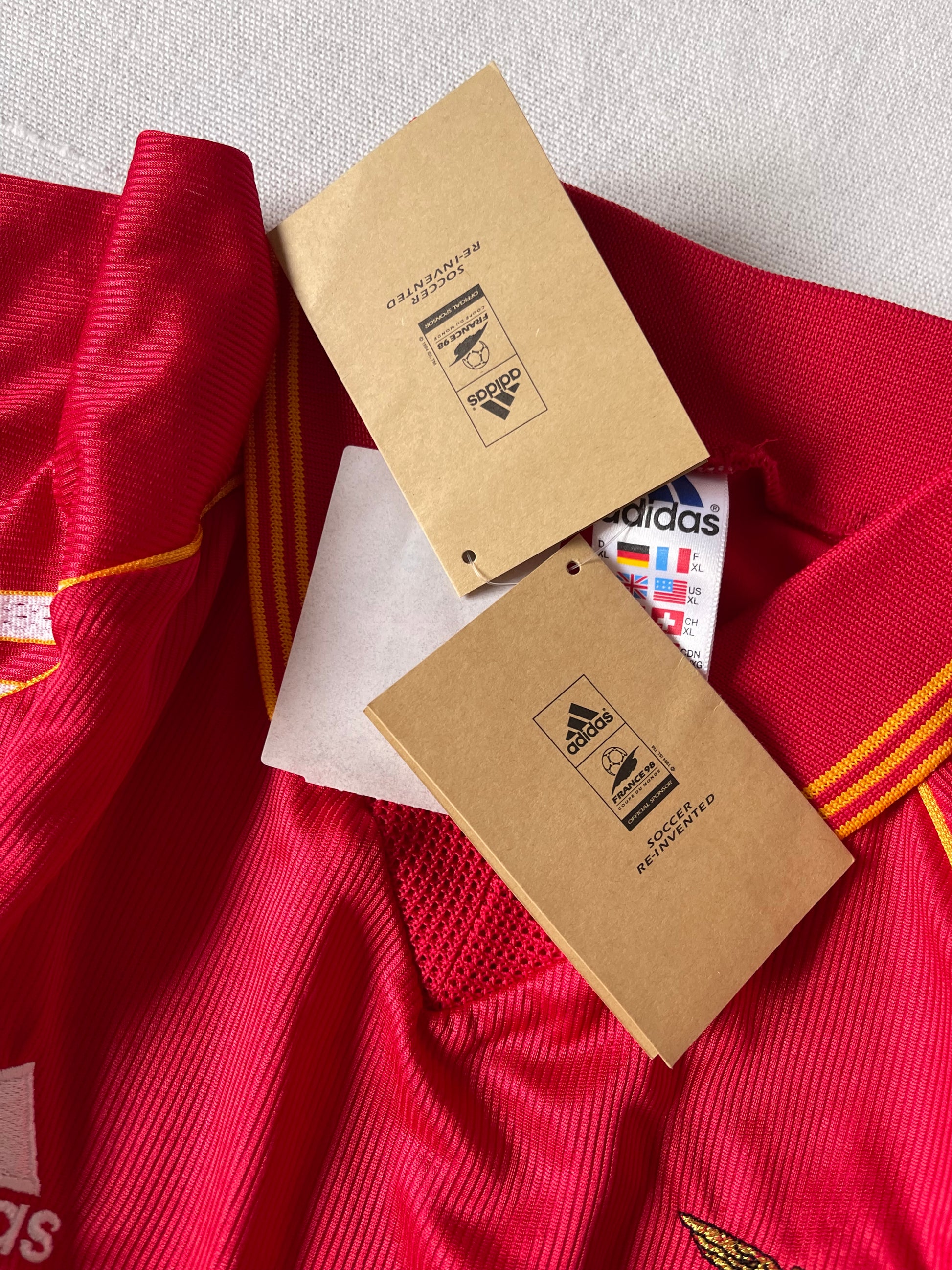 Vintage Benfica Lisbon Lisboa Adidas 1998 - 1999 Home Football Shirt Red Size XL Telecel Made in England Red BNWT New