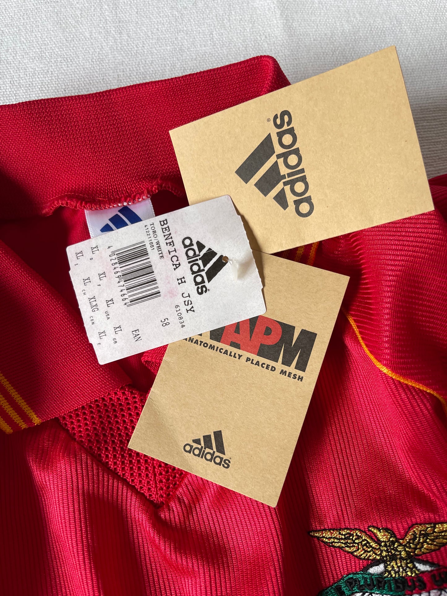 Vintage Benfica Lisbon Lisboa Adidas 1998 - 1999 Home Football Shirt Red Size XL Telecel Made in England Red BNWT New