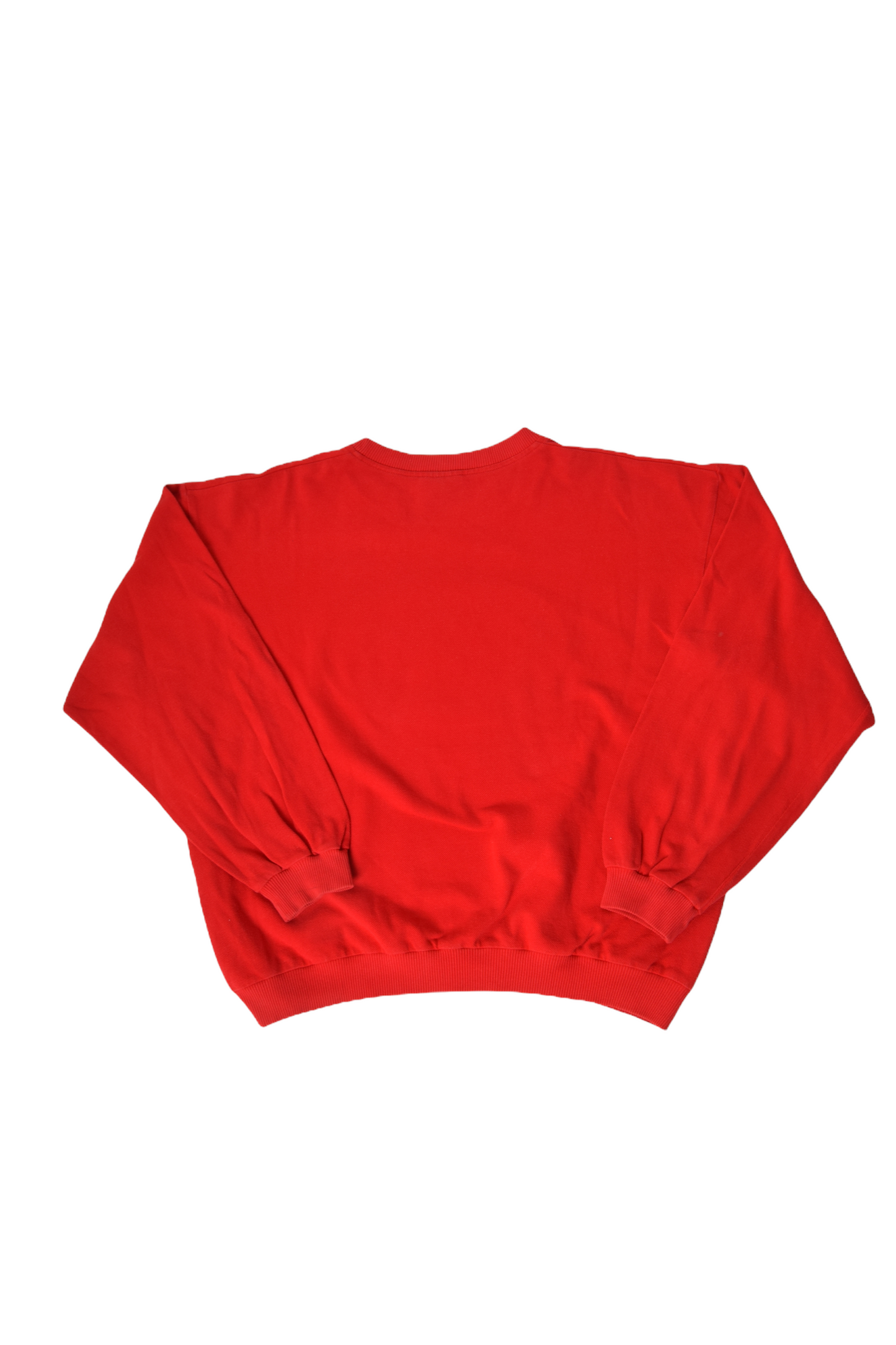 Vintage 80's Lacoste Pique Sweatshirt Crew Neck Embroidered Logo Made in France Size L-XL 100% Cotton Red