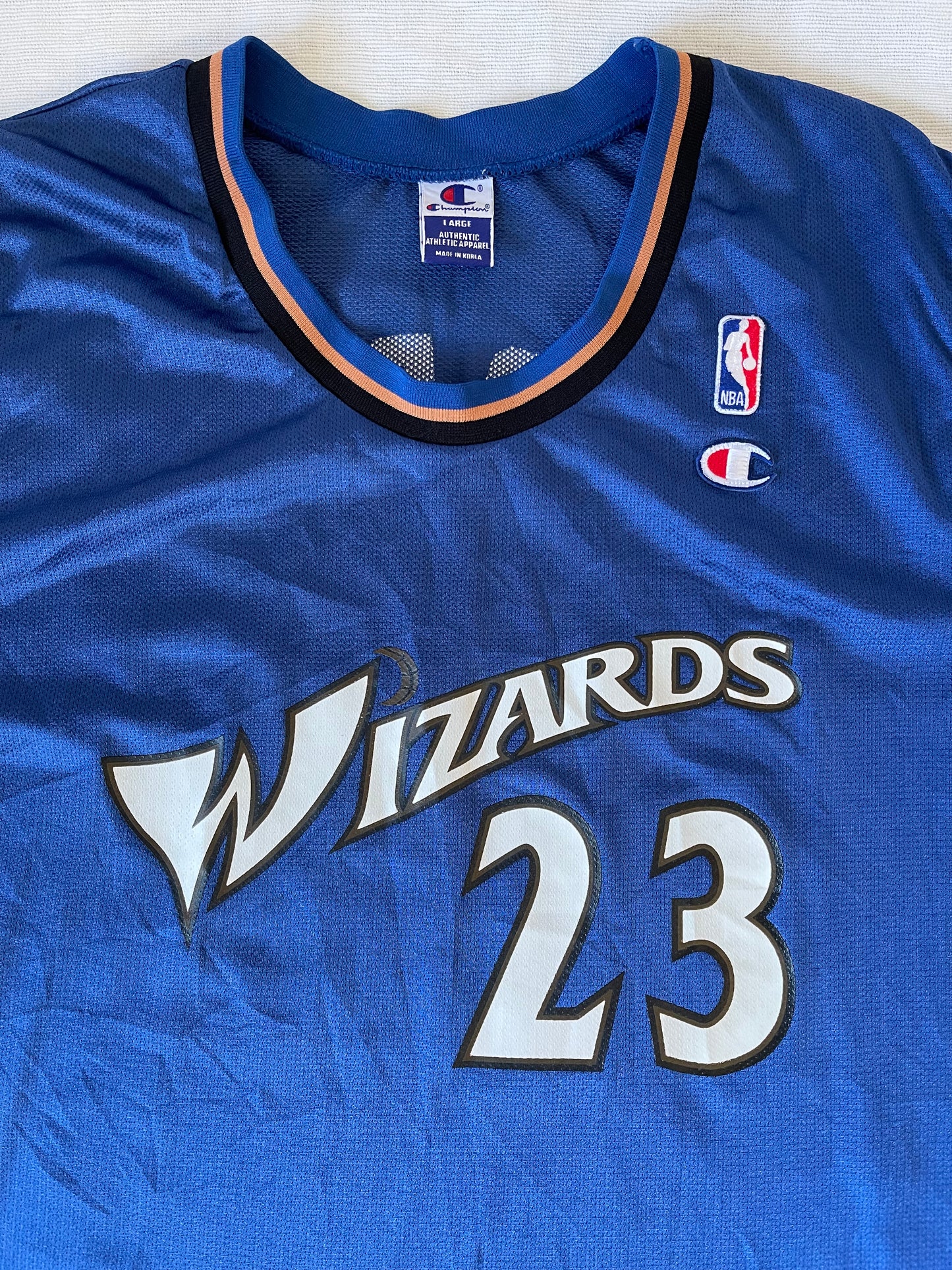 Michael Jordan Washinton Wizards Champion 2001-2002 Away Basketball Jersey Blue # 23 NBA Made in Korea Size 44 Size XL