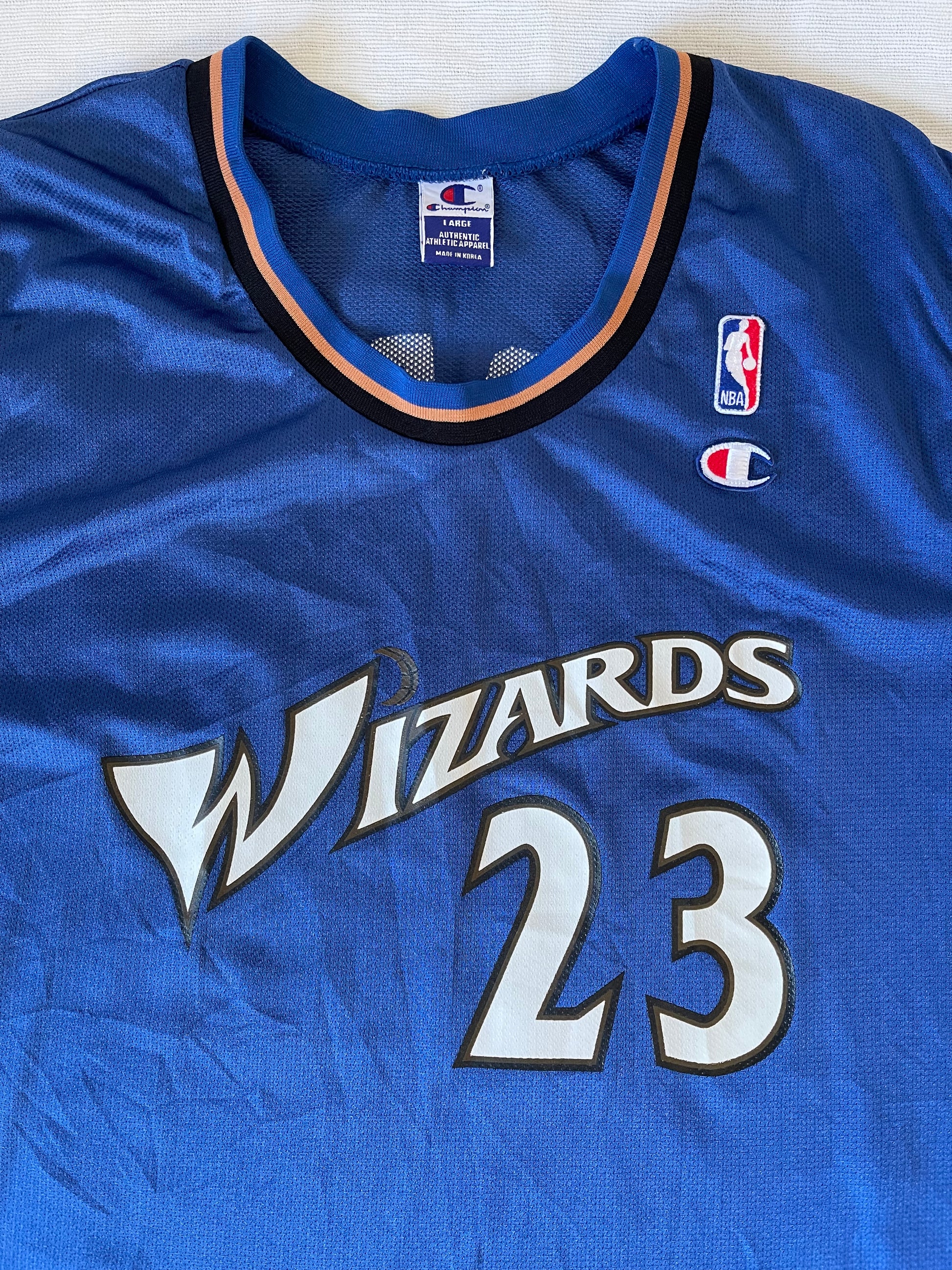 Michael Jordan Washinton Wizards Champion 2001-2002 Away Basketball Jersey Blue # 23 NBA Made in Korea Size 44 Size XL