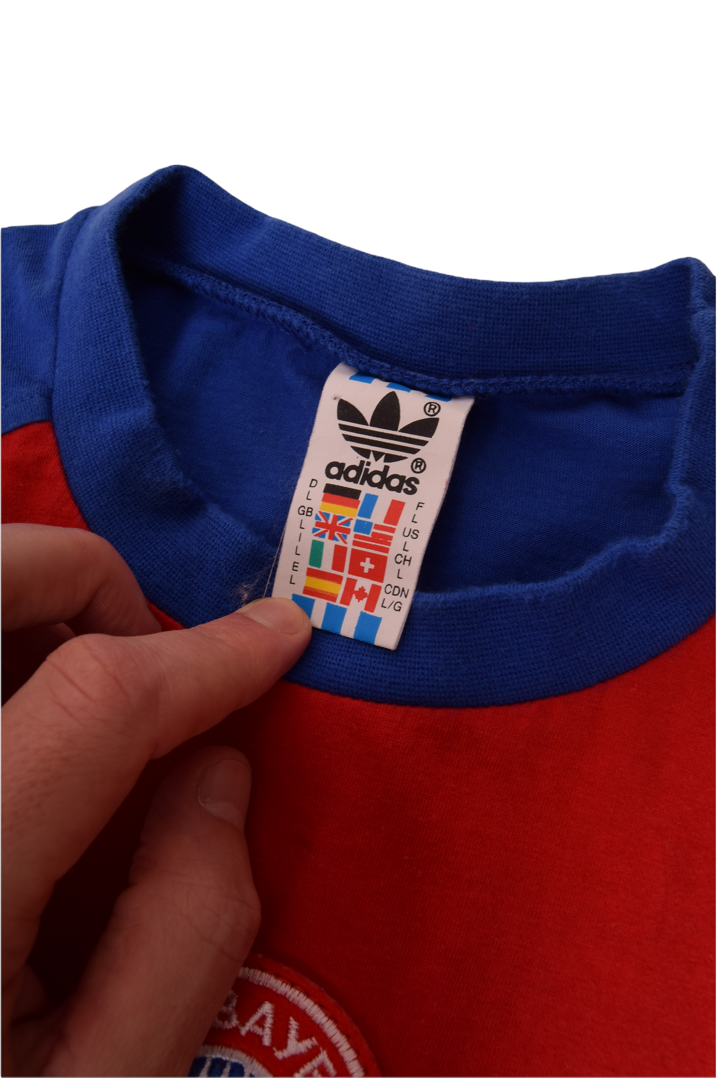 Vintage 90's Bayern Munchen Training Shirt 100% Cotton Red Blue White Size L