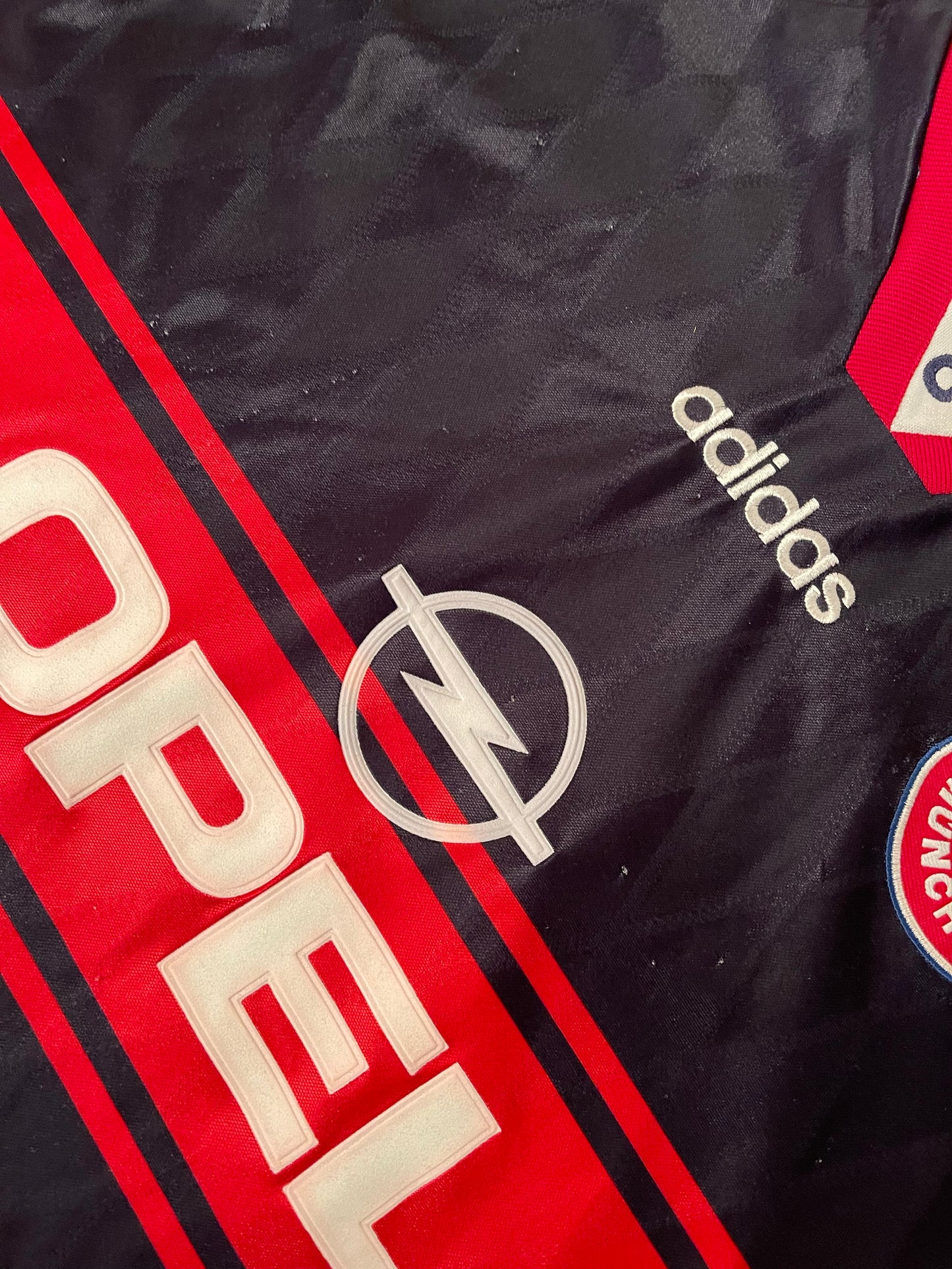 Vintage Bayern Munchen Munich Adidas Home Football Shirt 1997-1999 Black Red Opel Size XXL Made in England