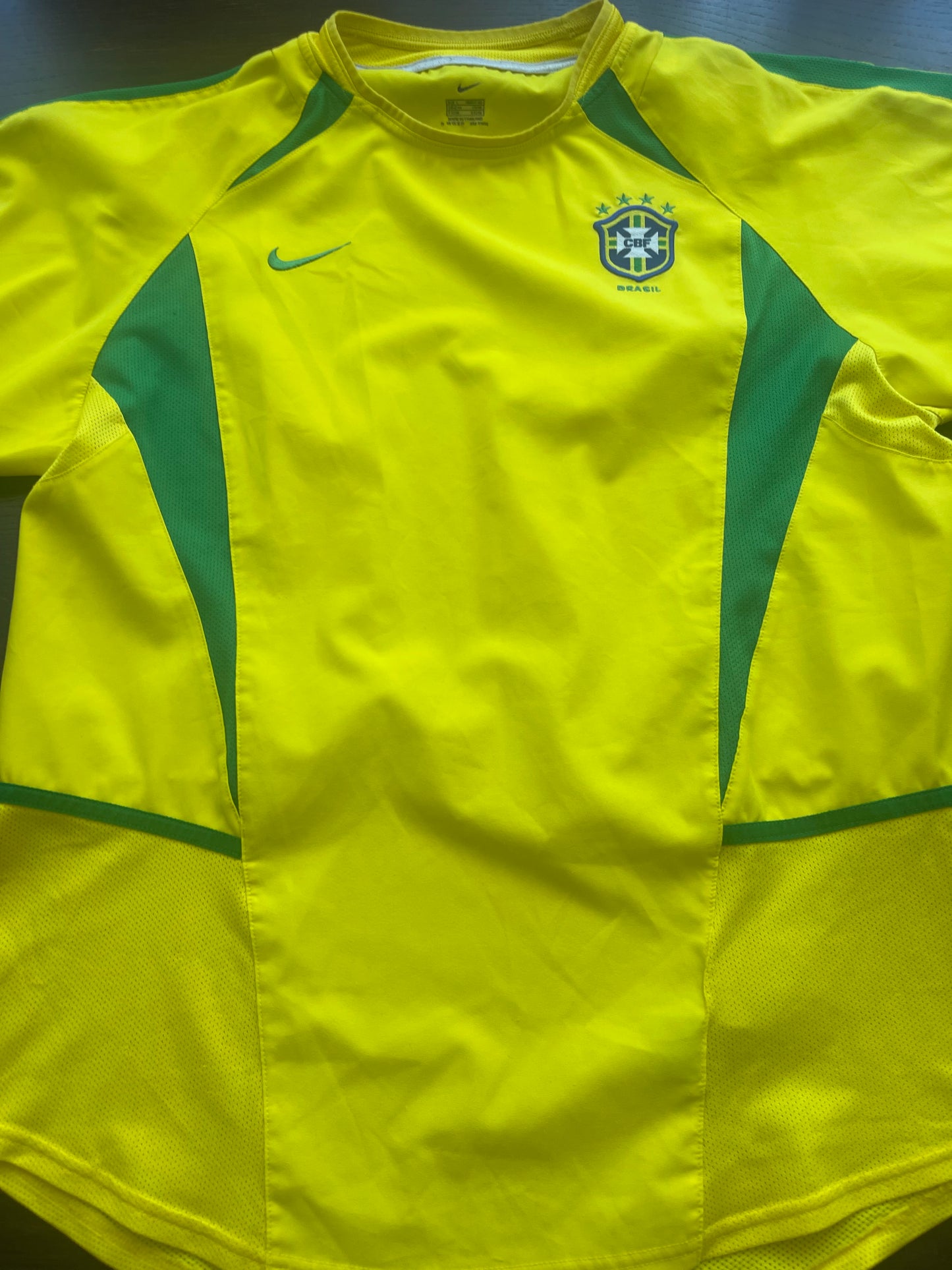 Brasil Brazil Nike Home Football Shirt 2002 - 2003 - 2004 Yellow Size L