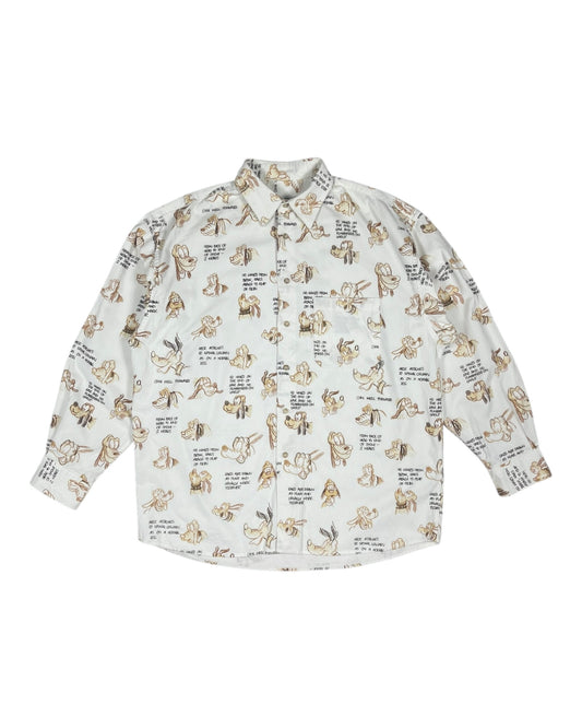 1994 Iceberg Disney Pluto Corduroy Shirt Size XL Off White