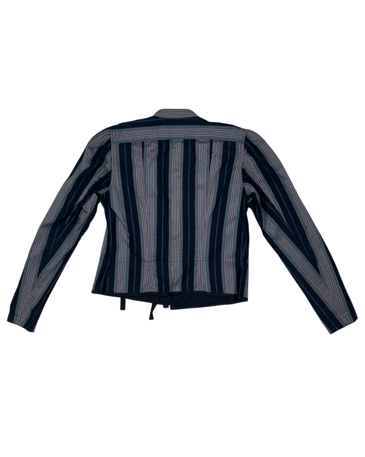 80's Vintage Kenzo Paris Wrap Blouse Made in France Multi Stripe Print Size S Cotton Blue Grey Taupe