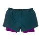 90's Nike Challenge Court Tennis Shorts With Leggins Attached Andre Agassi Nylon Made in Taiwan Size XL Turquoise Purple