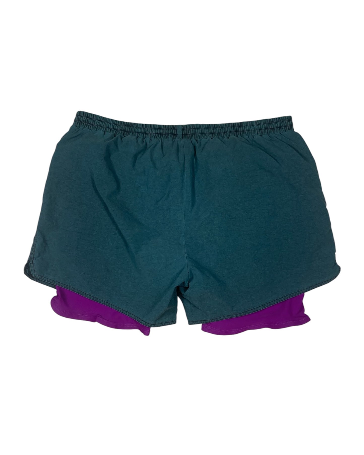 90's Nike Challenge Court Tennis Shorts With Leggins Attached Andre Agassi Nylon Made in Taiwan Size XL Turquoise Purple