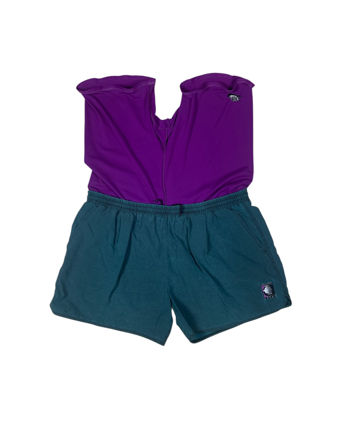 90's Nike Challenge Court Tennis Shorts With Leggins Attached Andre Agassi Nylon Made in Taiwan Size XL Turquoise Purple