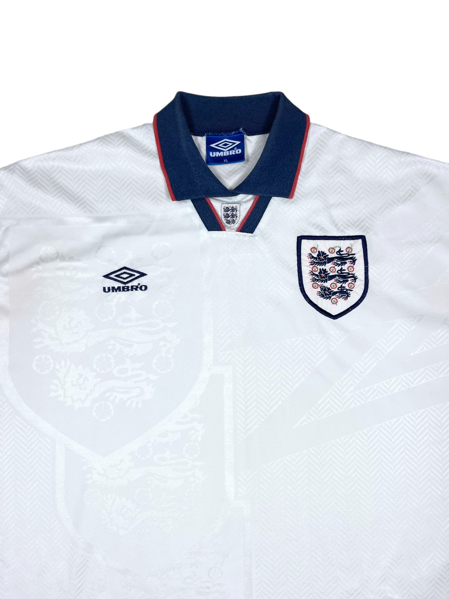 Vintage England Umbro 1993 - 1995 Home Football Shirt Size XL White