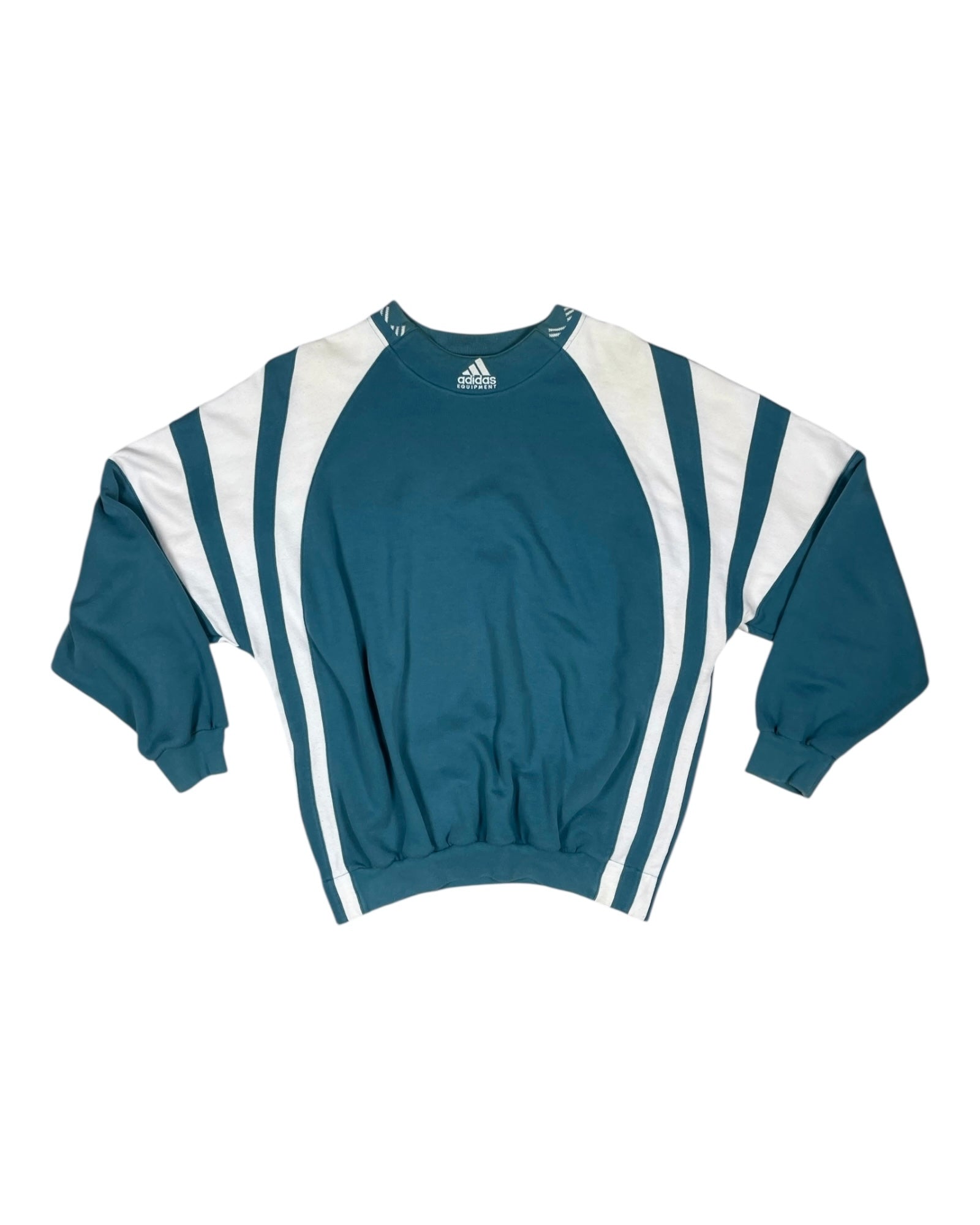 90's Vintage Rare Adidas Equipment Eqt Sweatshirt Crew Neck Cotton Green White