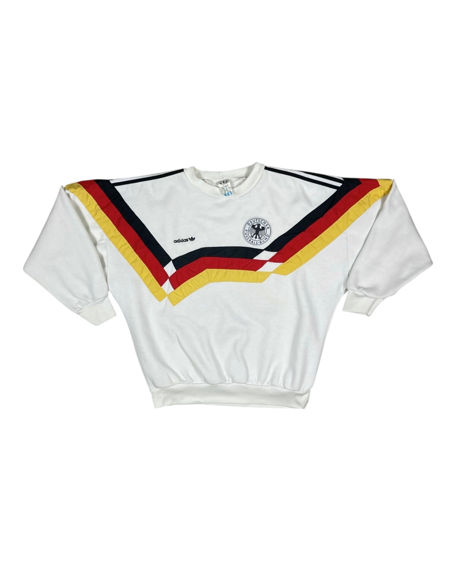 Authentic Iconic Vintage Germany Deutschland Adidas 1989-1991 Italia 90 Ciao FIFA Coppa del Mondo Football Sweatshirt  White Black Red Yellow