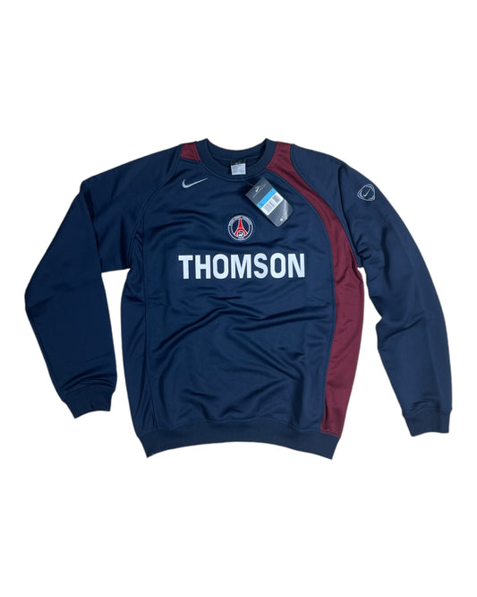⚽️Authentic New Y2K PSG Paris Saint Germain Nike Total 90 2004 - 2005 Sweatshirt Crew Neck Thomson BNWT NOS Deadstock Size M Blue