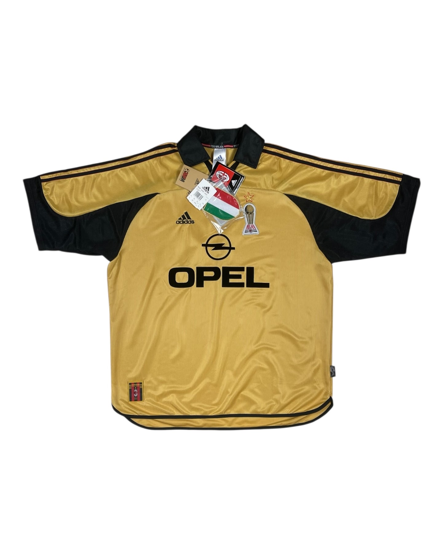 BNWT New Vintage Authentic AC Milan Adidas 1999 - 2000 Fourth Football Shirt Anniversary Centenary 1899 1999 OPEL Size XL Made in Italy Gold Climalite Deadstock