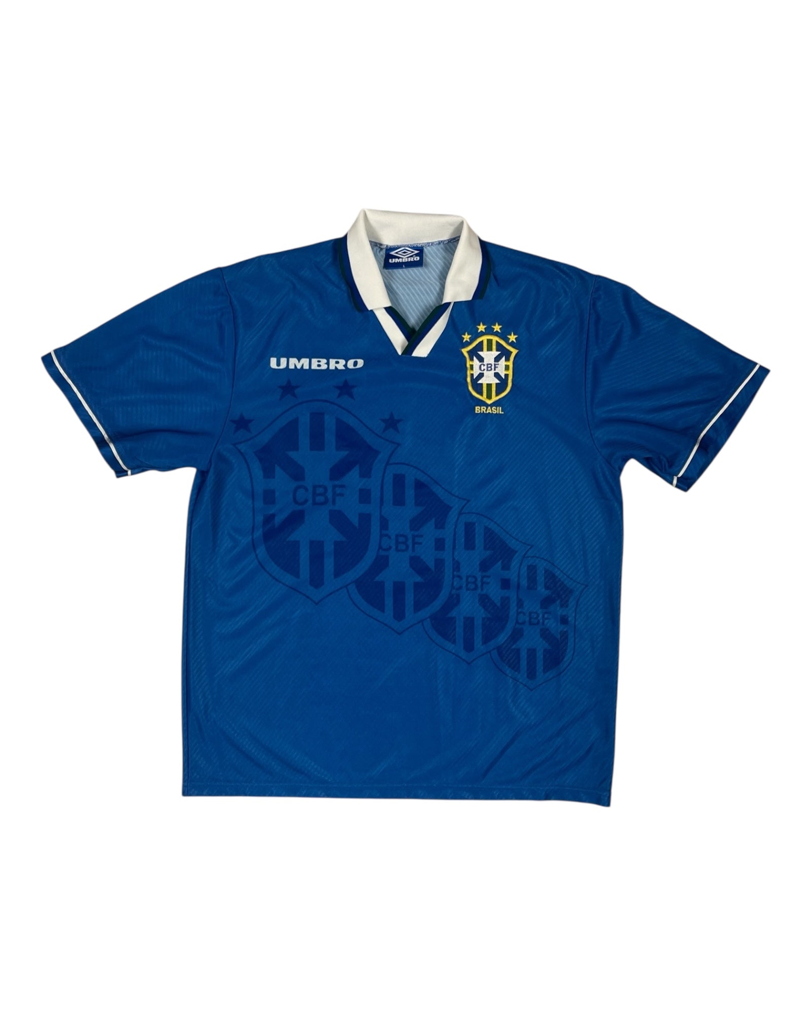 Brazil Brasil Umbro Shirt 1994 1995 1996 1997 Football Shirt Soccer Jersey World Cup 1994 USA Size L Blue