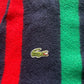 Vintage 80's Lacoste Chemise Boxy Cardigan With Stripes Made in France Navy Blue Red Yellow Red Green Pure Wool
