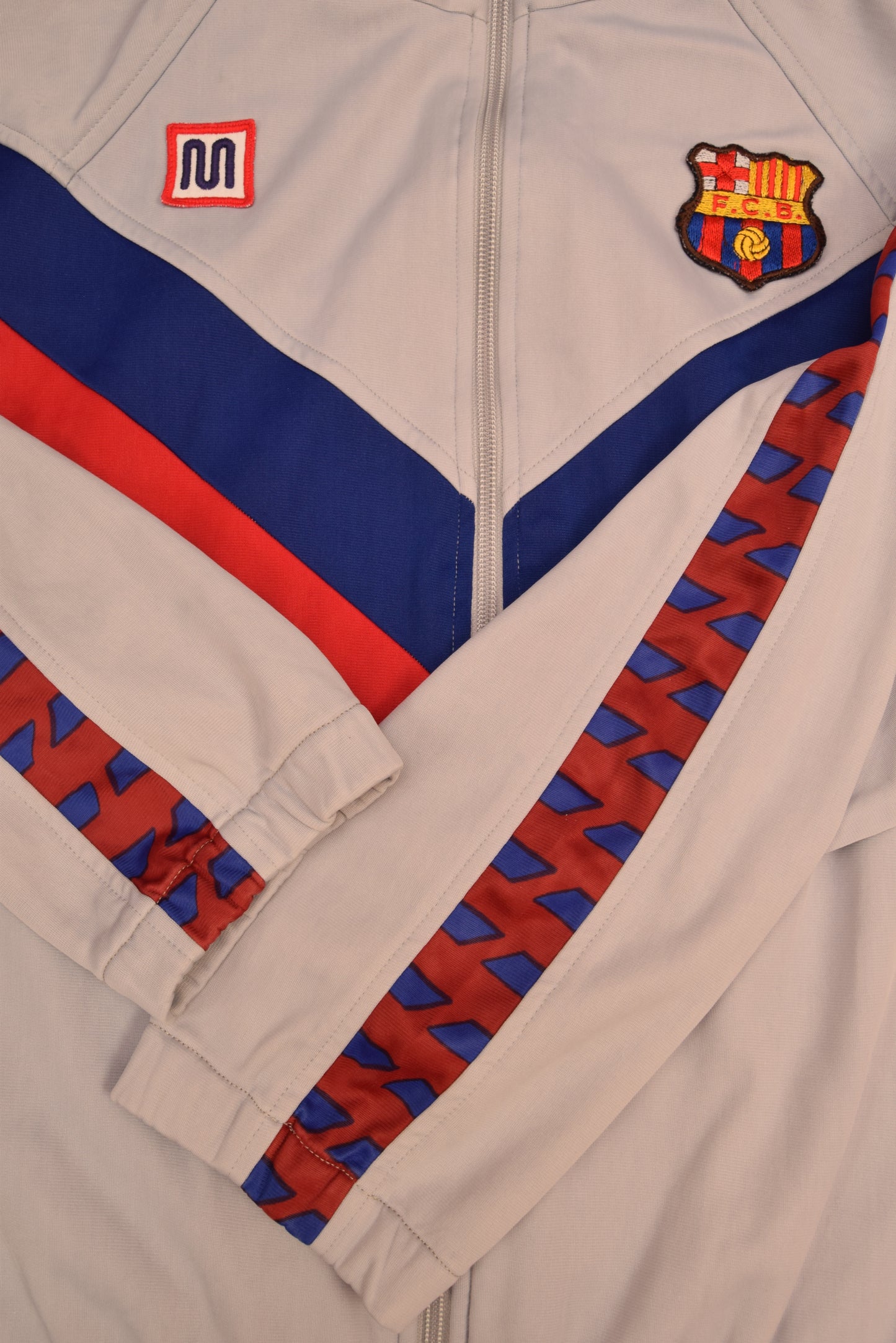FC Barcelona Meyba 1984-1989 Jacket Size Grey Red Blue Made in Spain Size L-XL