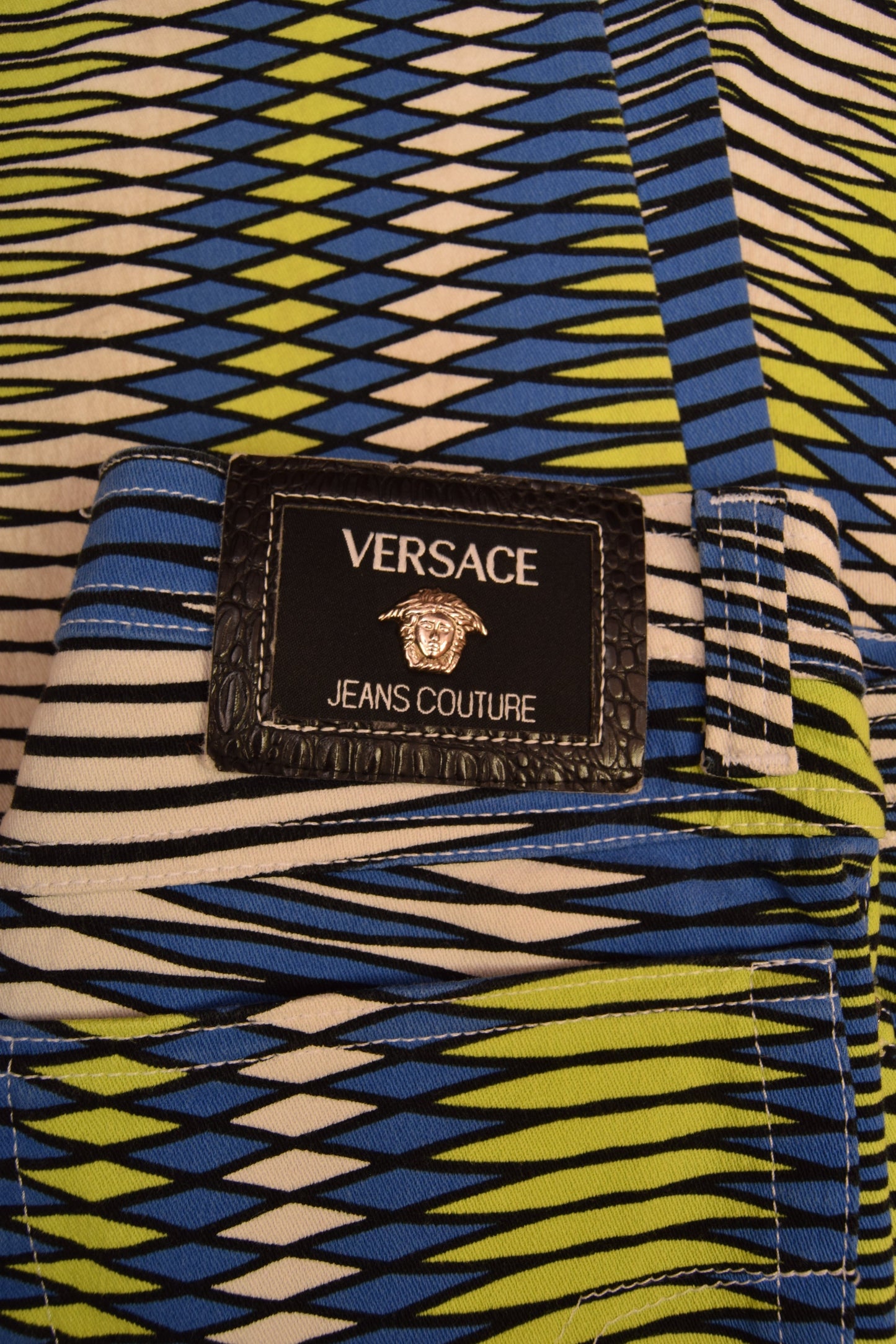 90's Versace Jeans Couture Opt Art Psyhadelic Geometric Stretch Made in Italy High Waist Ittierre