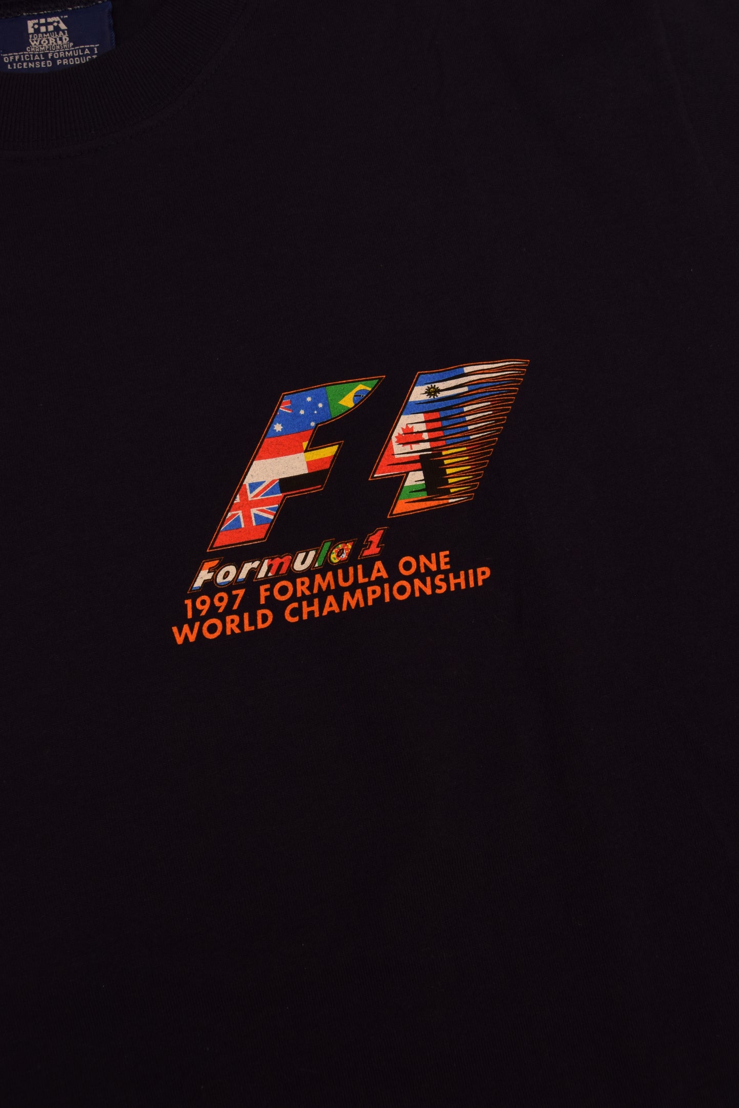 FIA Formula 1 One 1997 World Championship T-Shirt Giss Made in Australia Size M Blue Goodsports Cotton