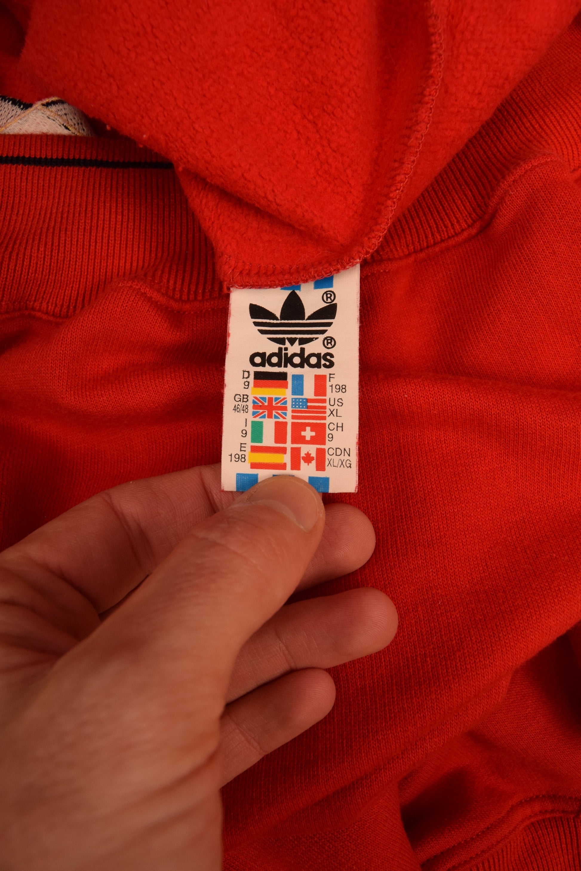 Rare 90's Feyenoord Rotterdam Adidas Sweatshirt CrewNeck Red Stad Rotterdam Verzekeringen Size XL Heavy Cotton