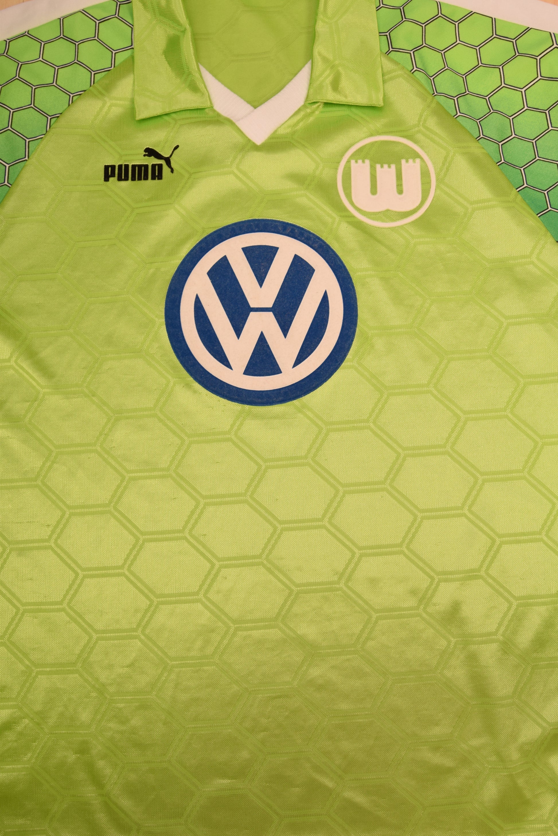 Vintage Wolfsburg Puma 1997 - 1998 Home Football Shirt Size M-L Green