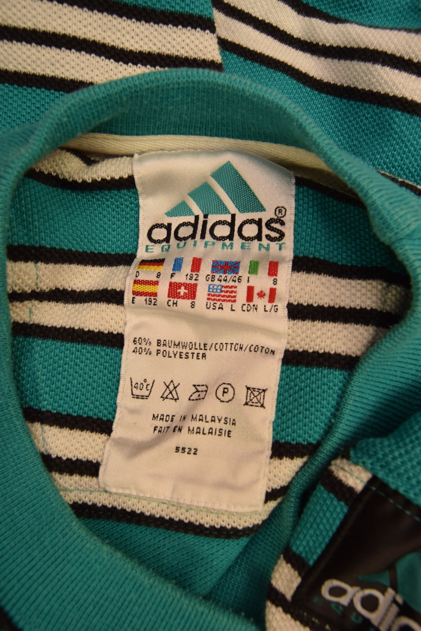 Vintage Adidas Equipment Sweatshirt Crew Neck Stripes Green White Black Size L