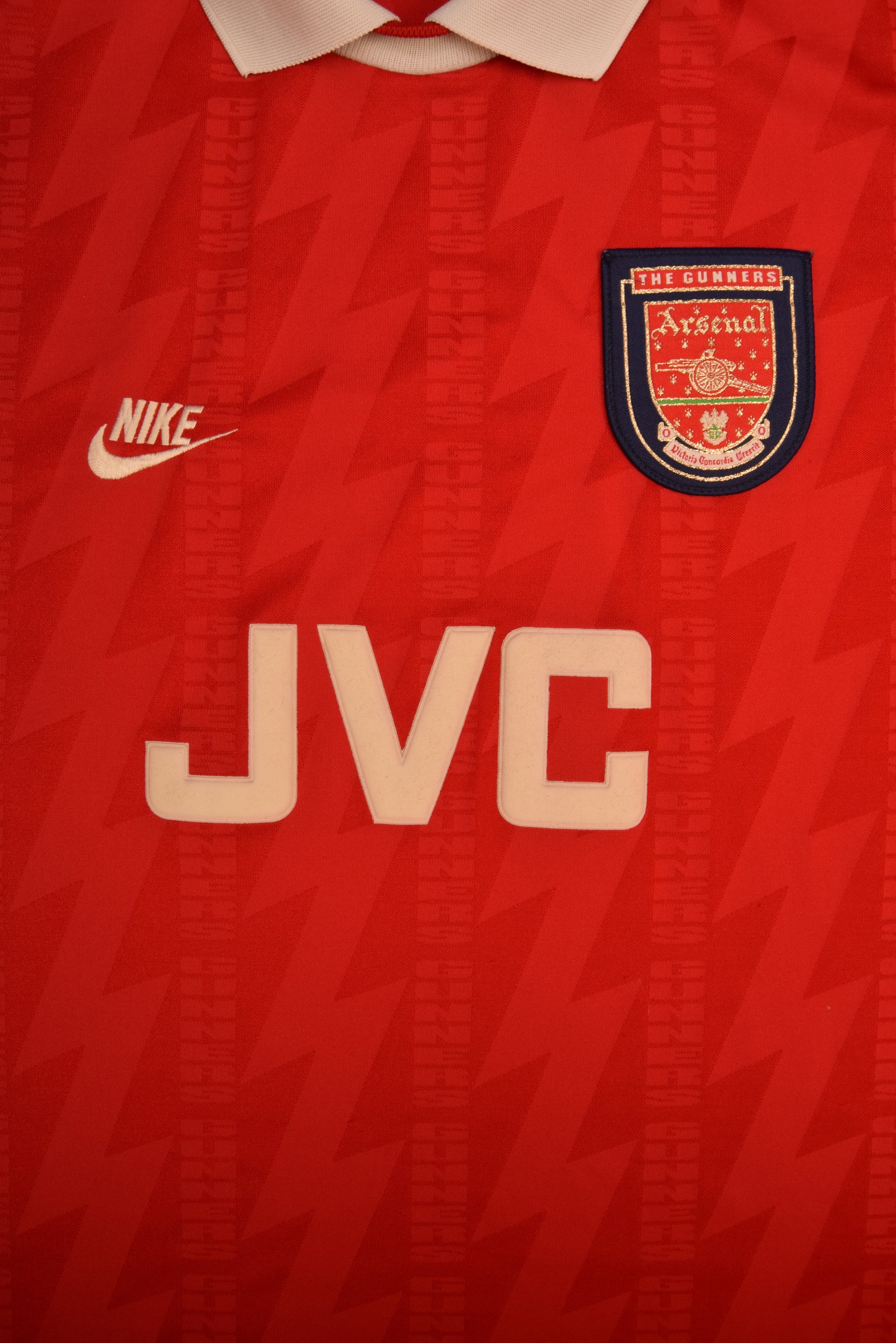 Vintage Arsenal London Nike Premier 1994 1995  1996 Home Football Shirt Gunners Red JVC Made in Gt. Britain Thunder Size XL