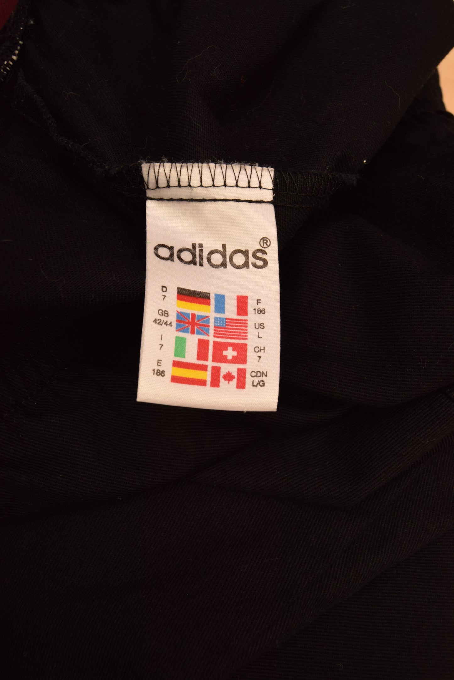 Vintage 1996 Adidas Drill Top / Sweatshirt Black White Burgundy Heavy Cotton Size L-XL