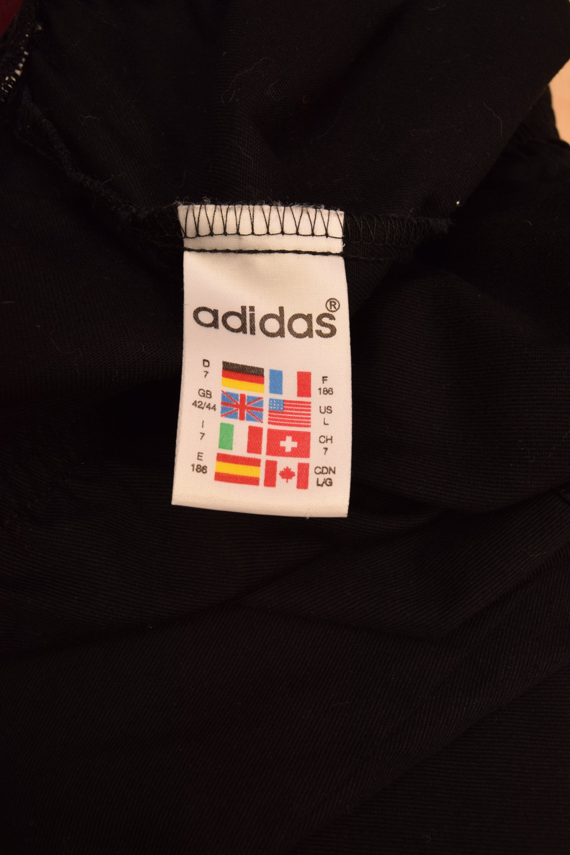 Vintage 1996 Adidas Drill Top / Sweatshirt Black White Burgundy Heavy Cotton Size L-XL