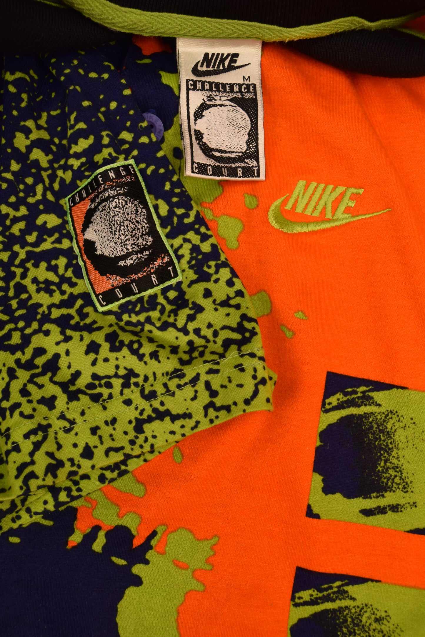 Vintage 90's Nike Challenge Court Tennis Polo Shirt Size M Abstract Pattern Agassi