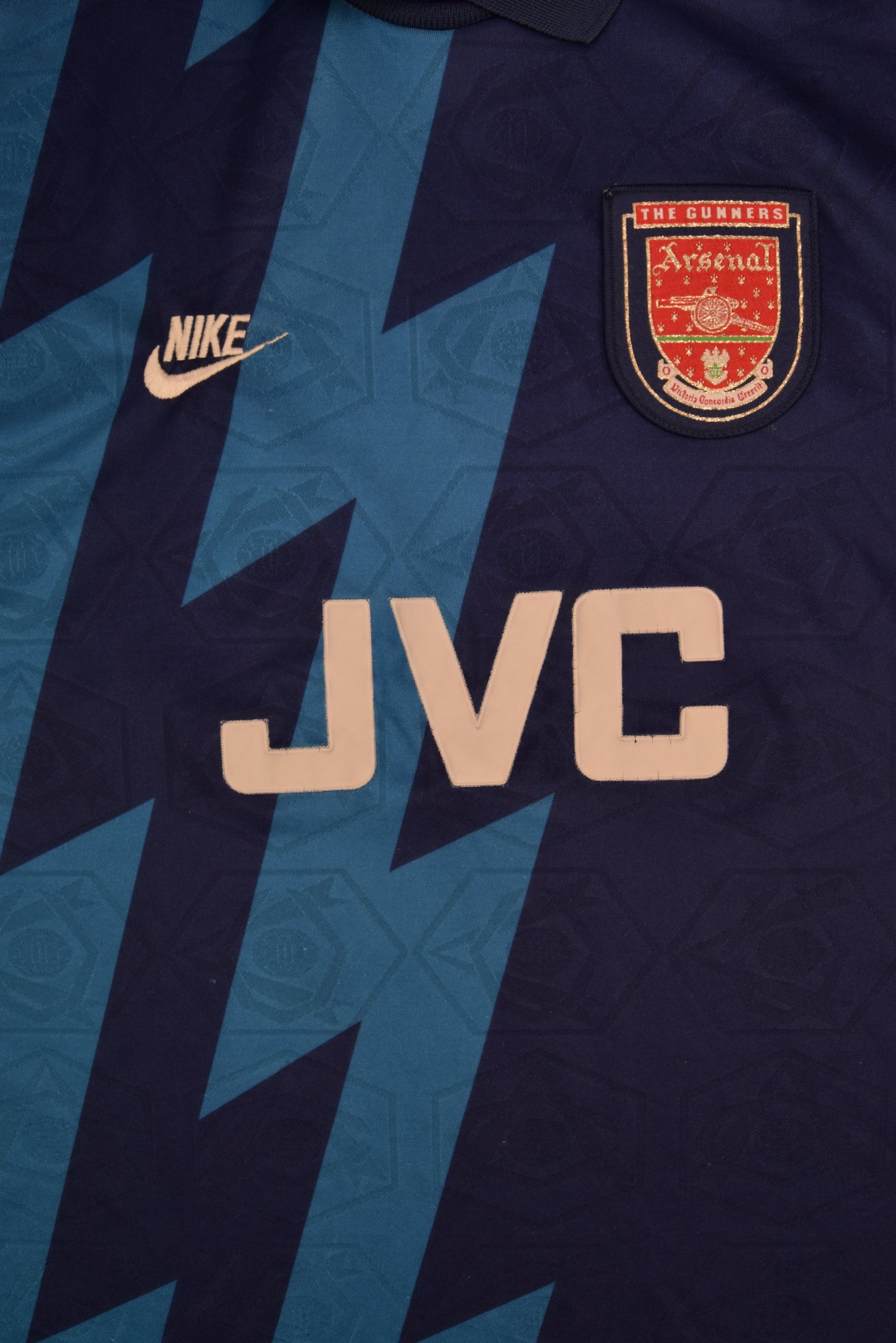 Authentic Arsenal Nike Premier 1995 - 1996 Away Football Shirt JVC Blue Size XL Zig Zag Thunder