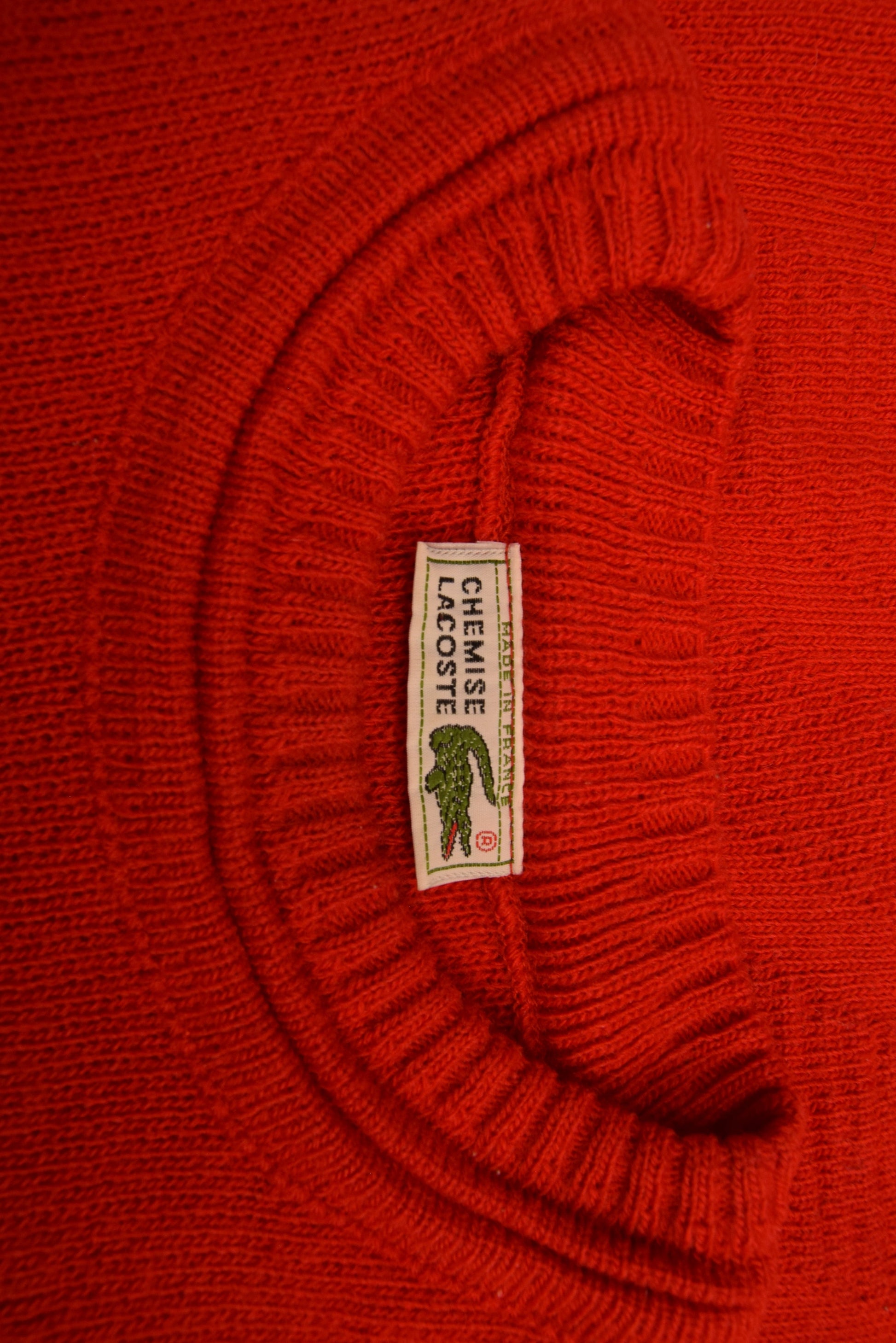 Vintage 80's Lacoste Jumper Red Wool Acrylic Made in France Chemise Size M-L
