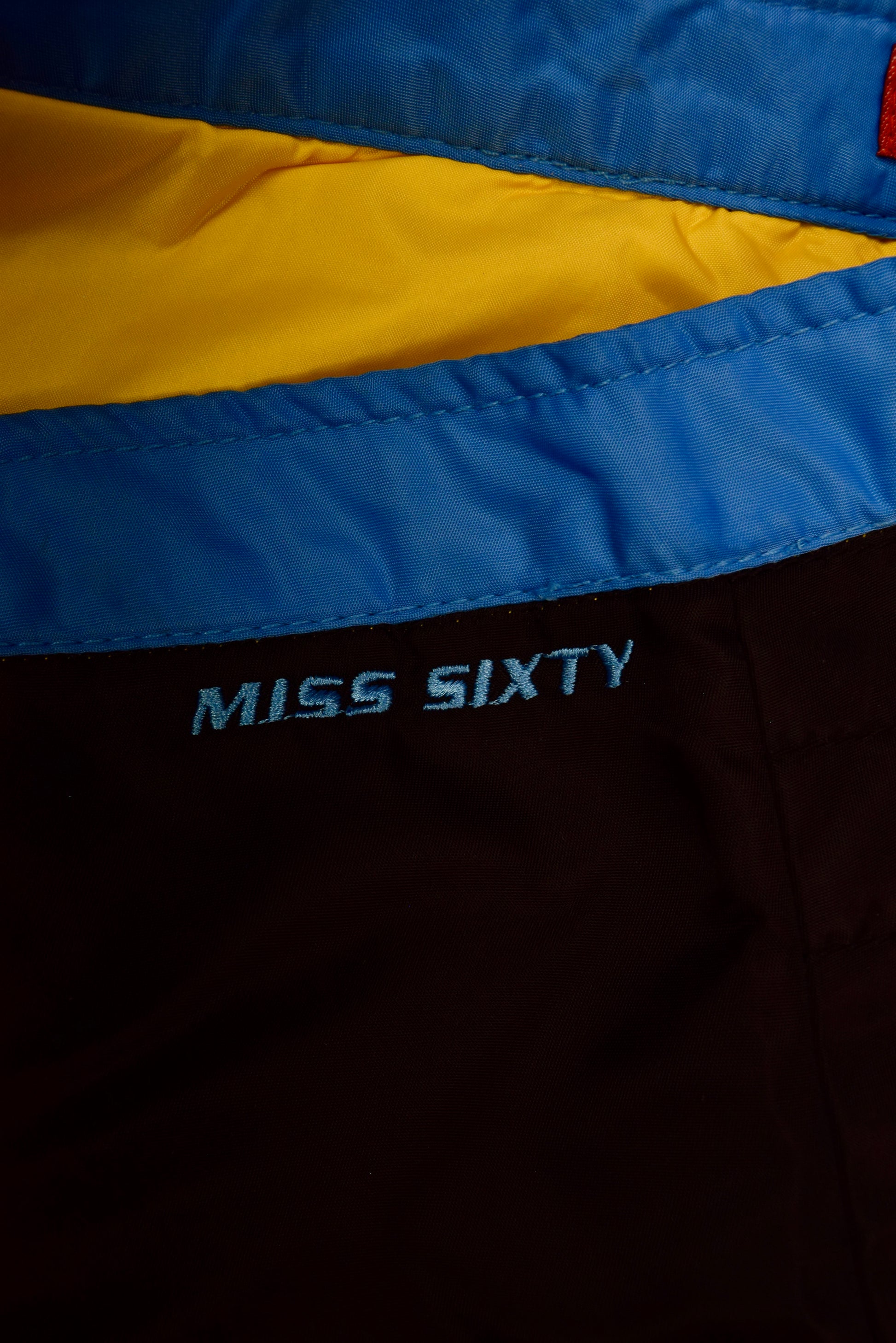 Y2K Miss Sixty Skirt Padded Technical - Racing Aesthetic Size L Black Blue Yellow