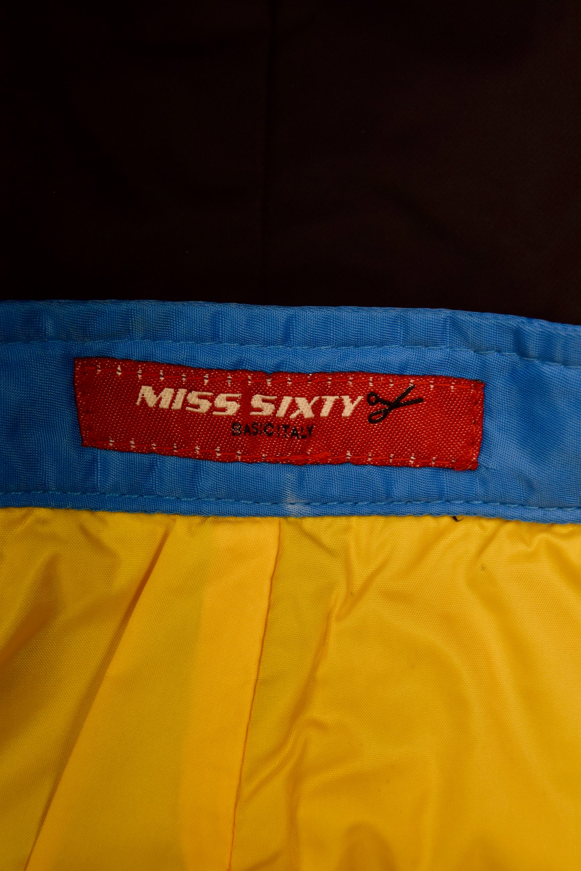 Y2K Miss Sixty Skirt Padded Technical - Racing Aesthetic Size L Black Blue Yellow