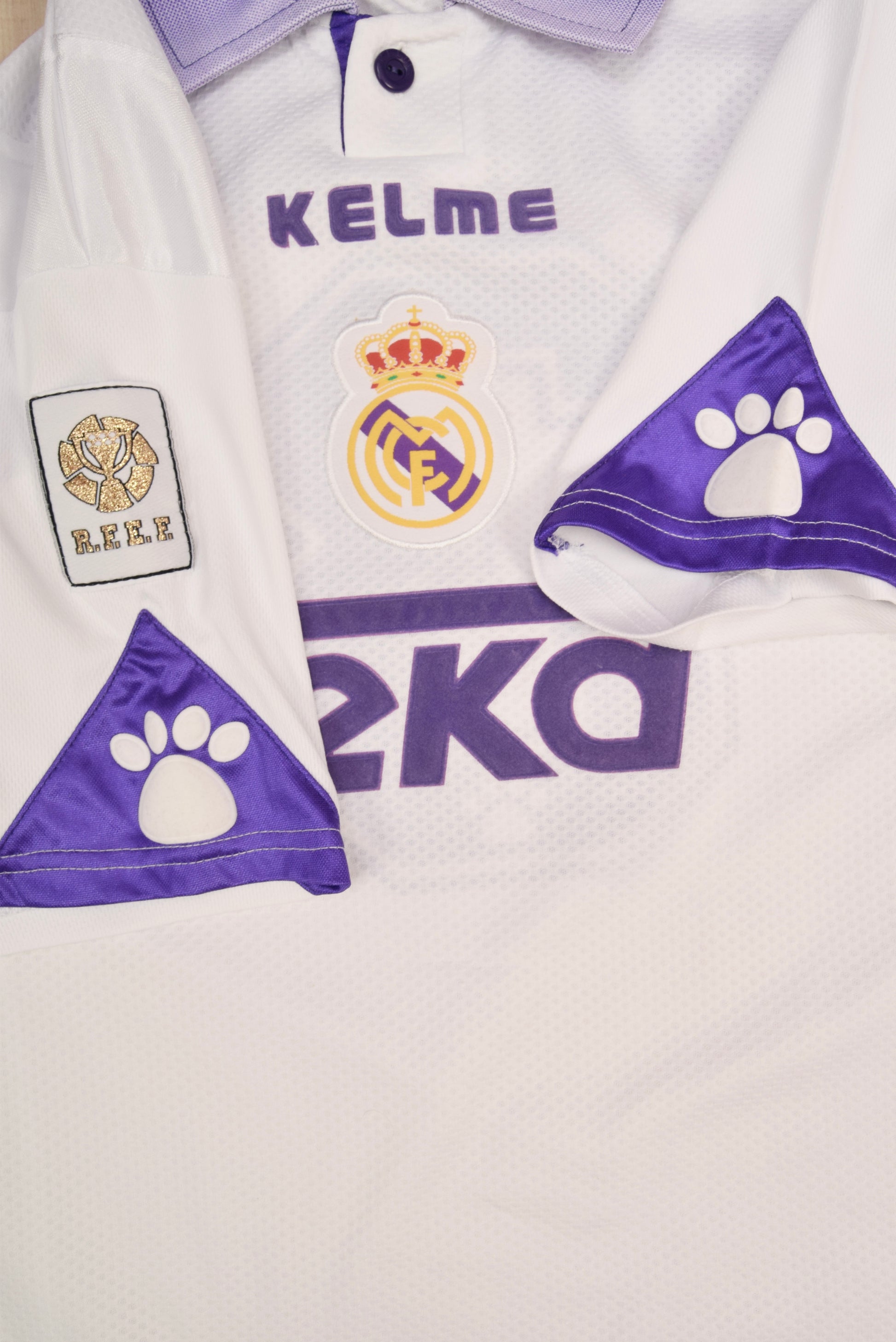 Roberto Carlos Real Madrid Kelme 1997 - 1998 Home Football Shirt 3 Teka Made in Spain Size L White