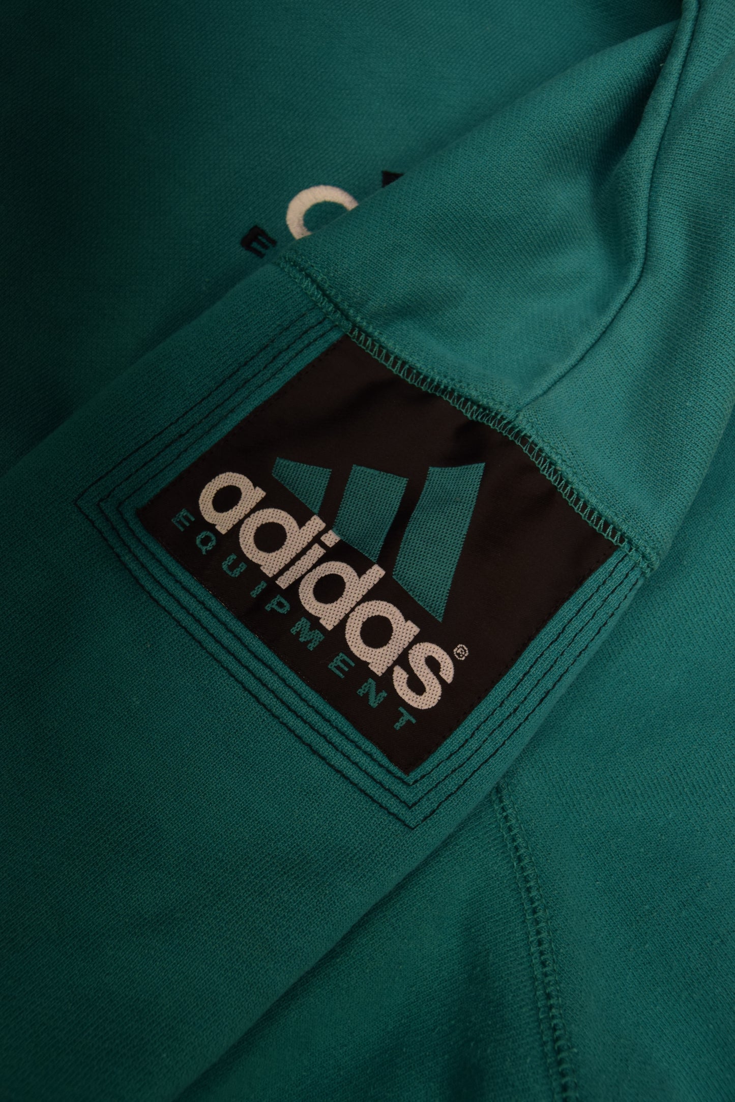 Vintage 90's Adidas Equipment EQT Sweatshirt / Crew Neck Green Boxy M L Made in Hong Kong Cotton Wide Collar