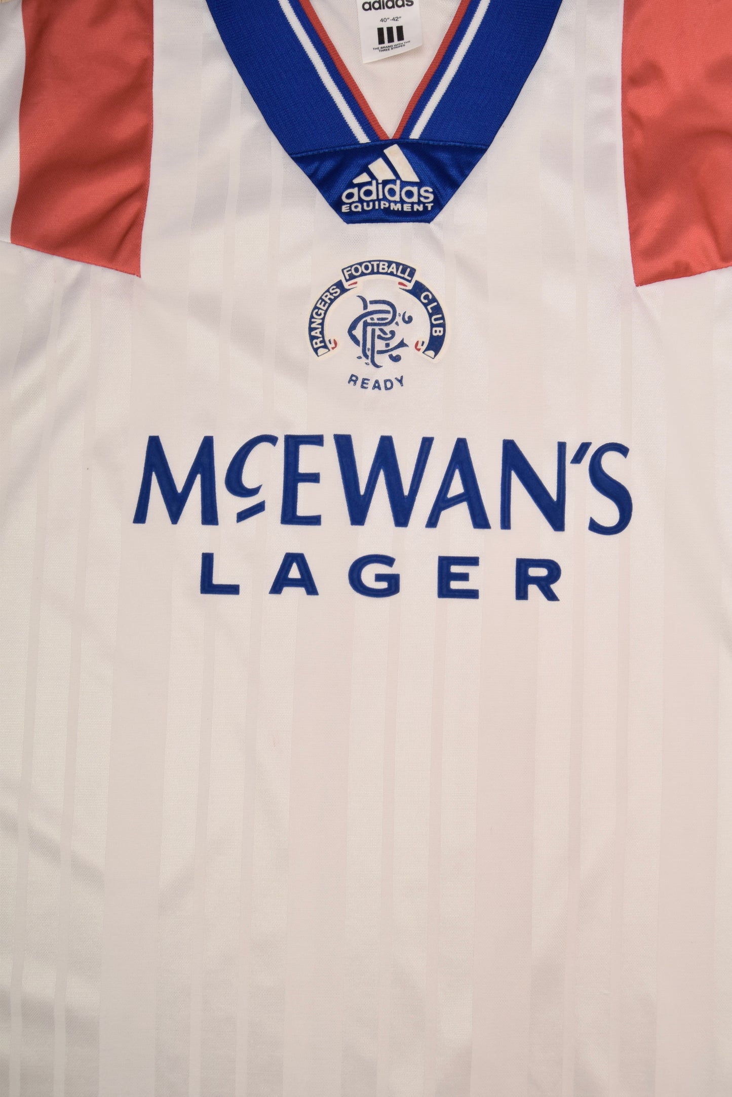 Glasgow Rangers Adidas Equipment 1992 1993 1994 Away Football Shirt McEwan's Lager Size 40''-42''/M Made in UK